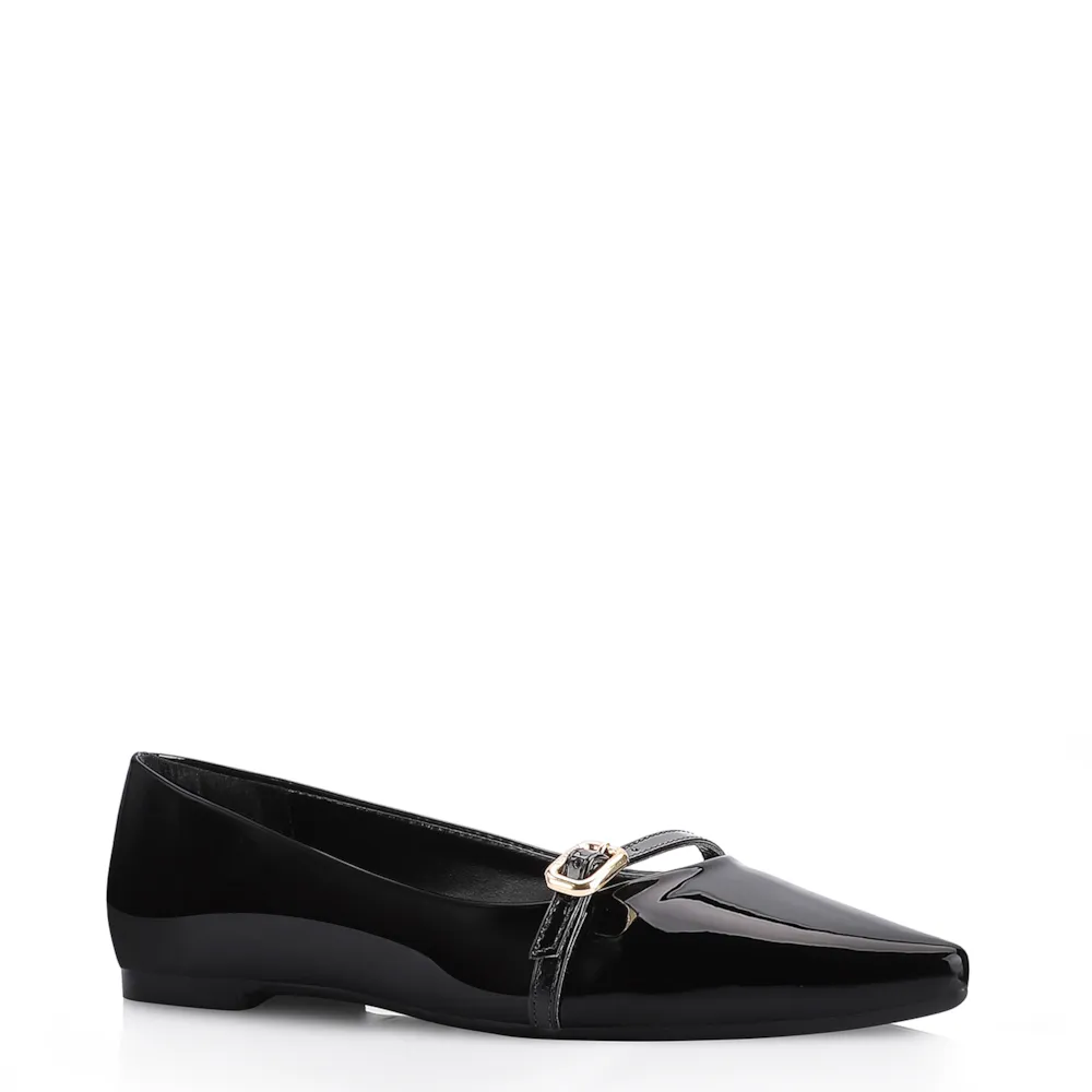 Sapatilha Fivela Verniz Preto