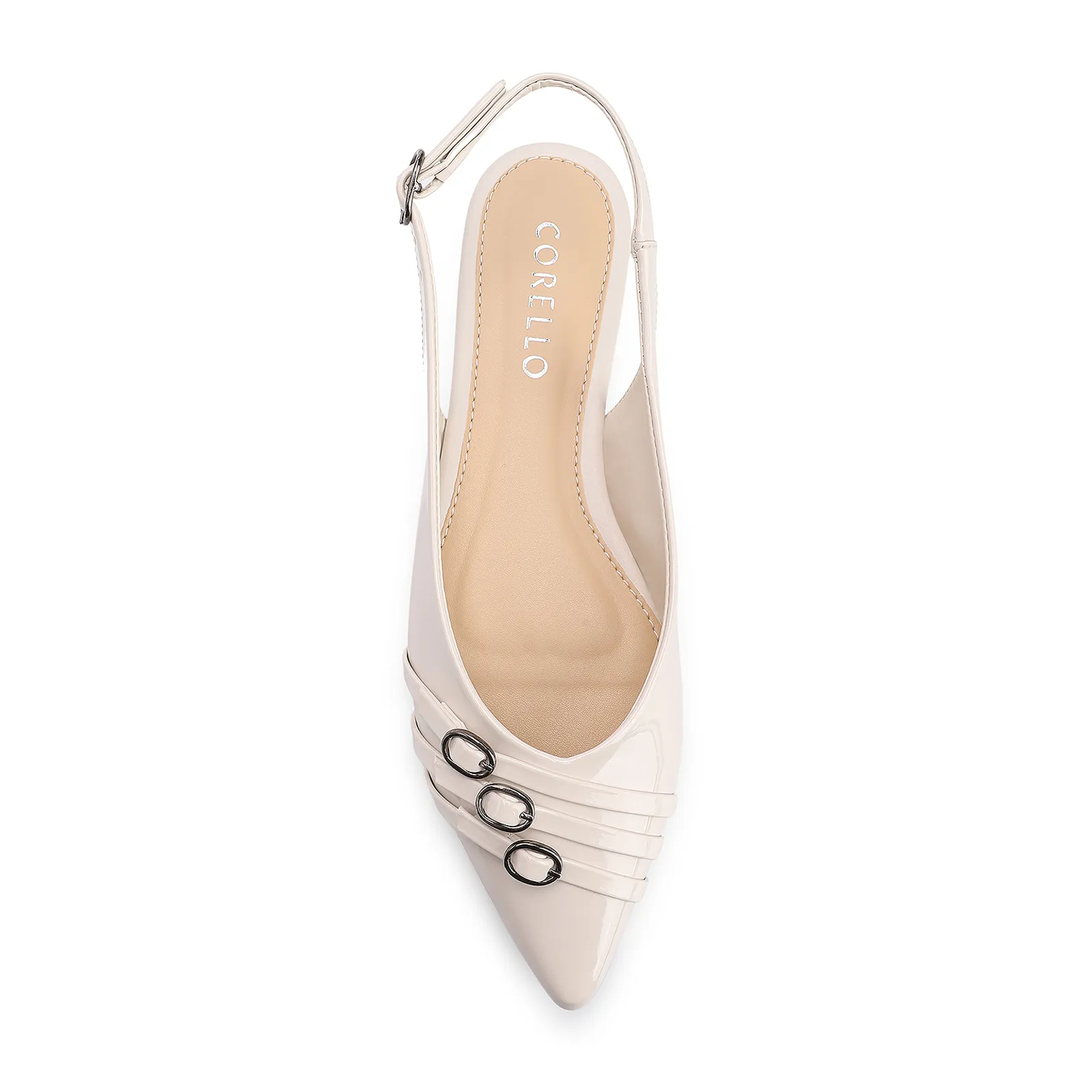 Sapatilha Fivelas Verniz Off White