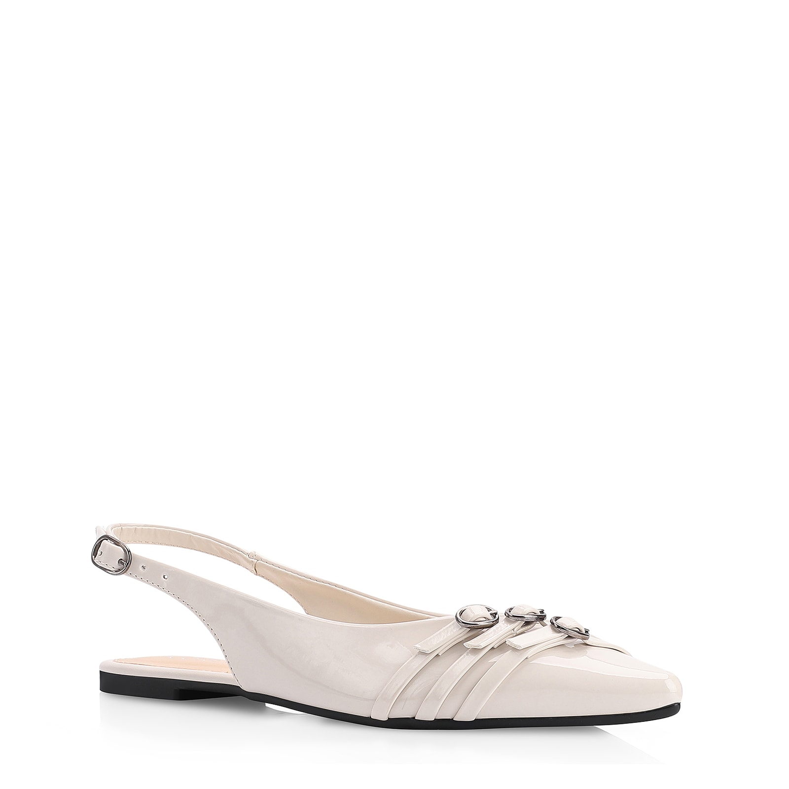 Sapatilha Fivelas Verniz Off White