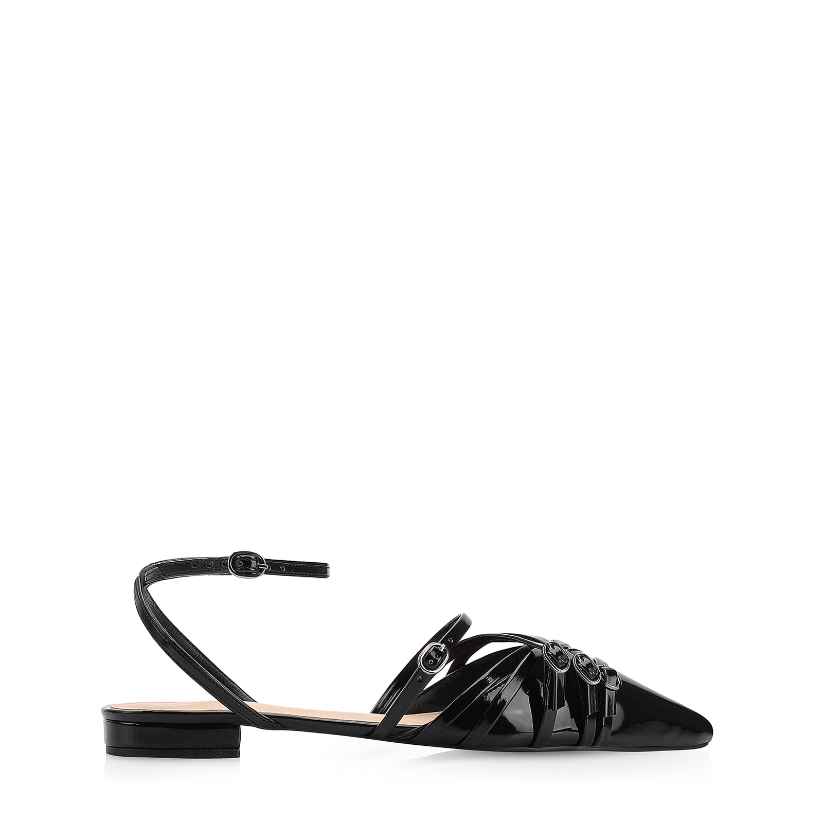 Sapatilha Fivelas Verniz Preto