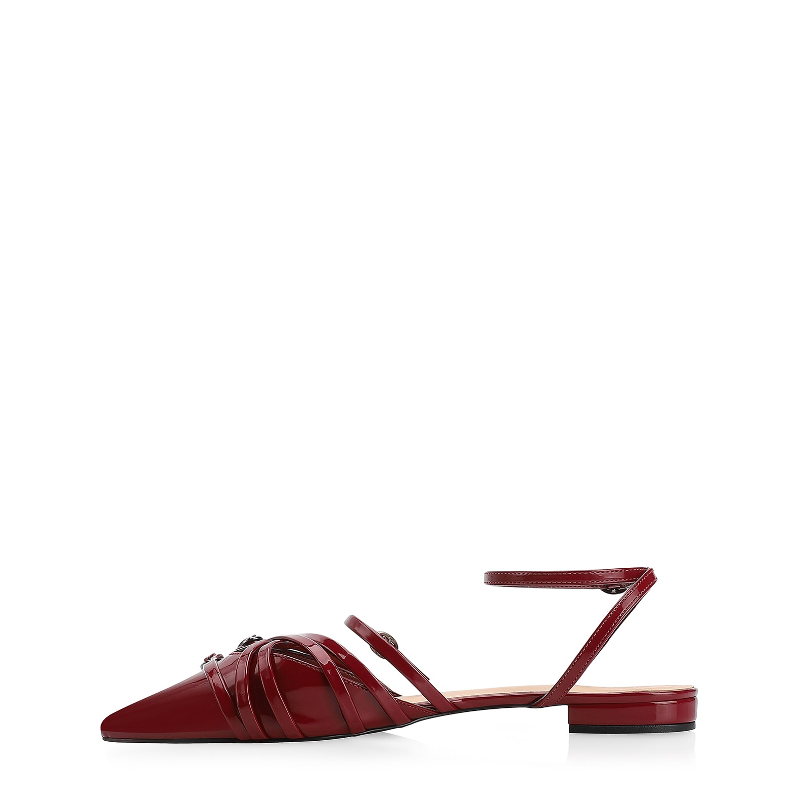 Sapatilha Fivelas Verniz Vermelho Cereja