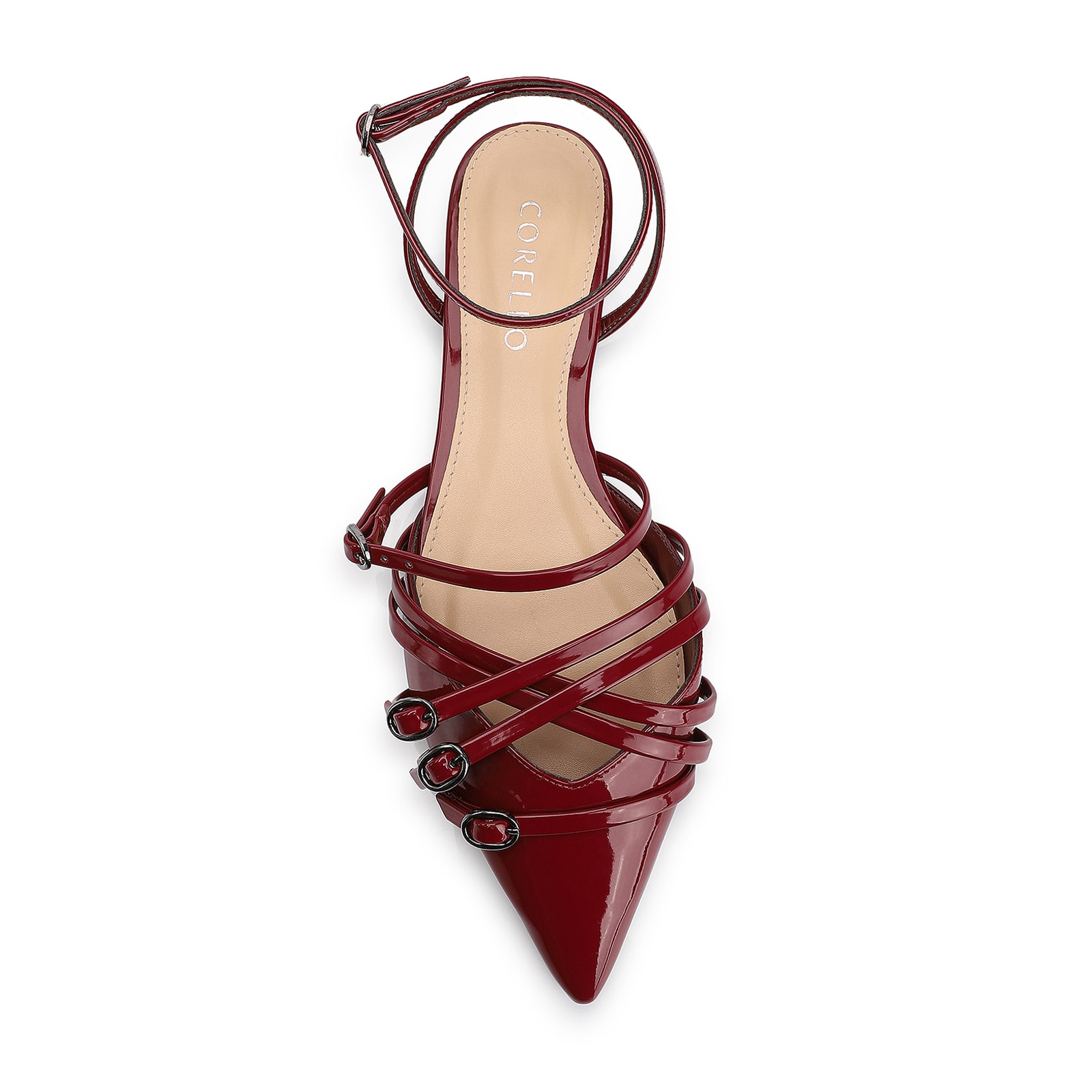 Sapatilha Fivelas Verniz Vermelho Cereja