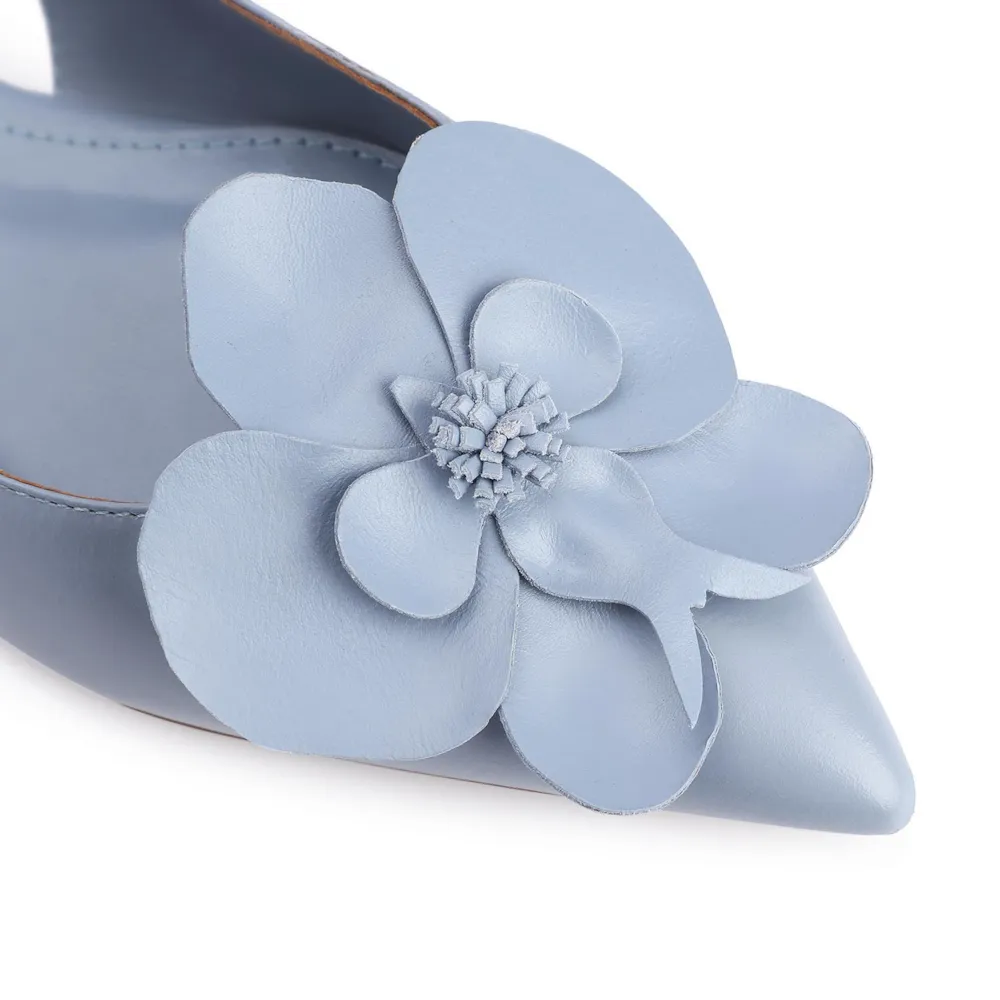 Sapatilha Flor Couro Azul - imagem 7