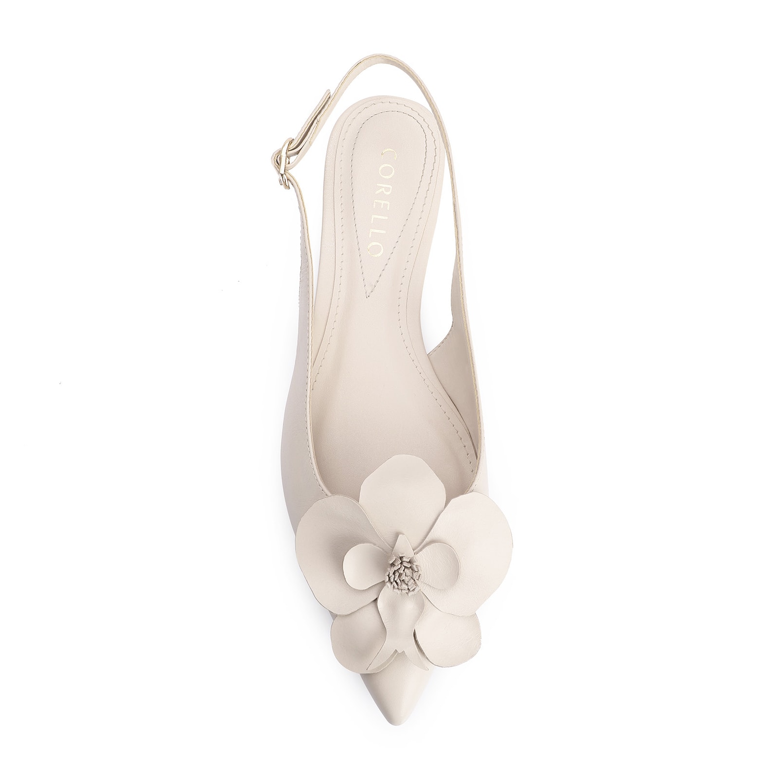 Sapatilha Flor Couro Off White