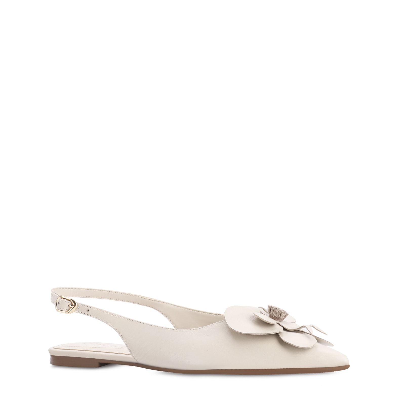 Sapatilha Flor Couro Off White