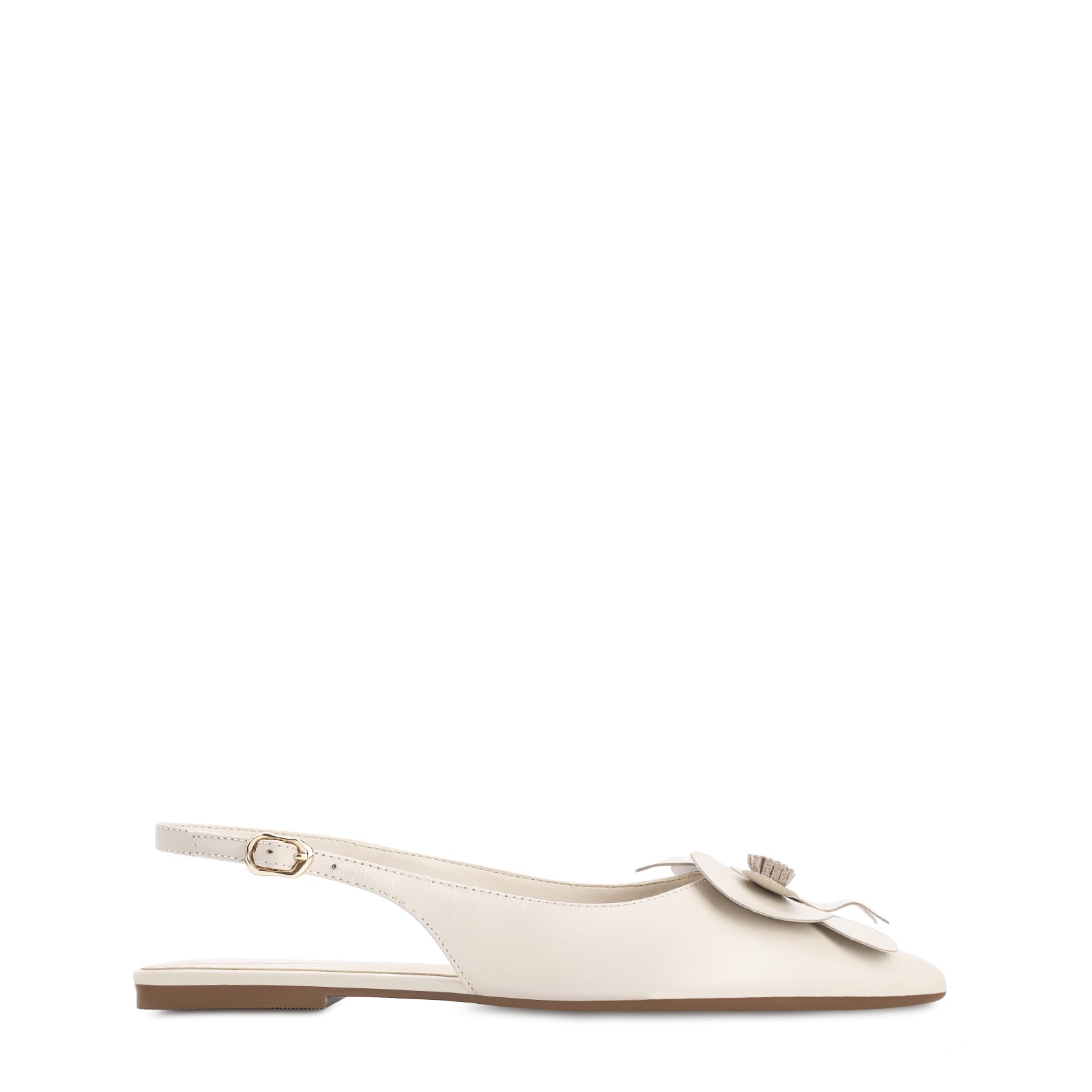 Sapatilha Flor Couro Off White