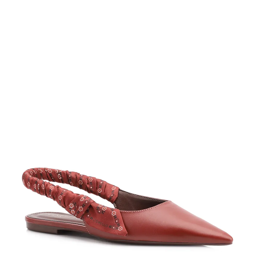 Sapatilha Lenço Couro Vermelho