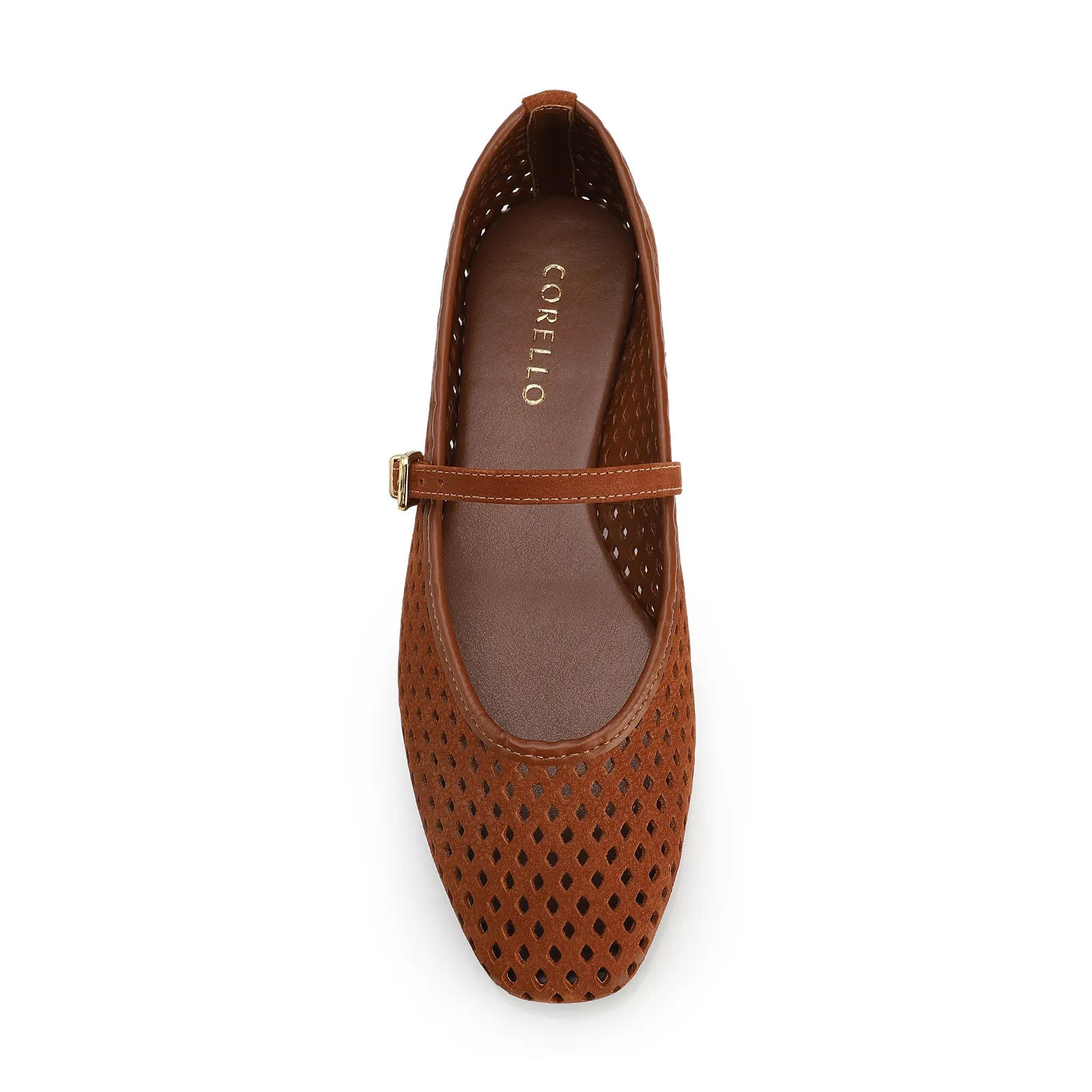 Sapatilha Marrom Claro Couro Nobuck Floater Perfuro Fivela