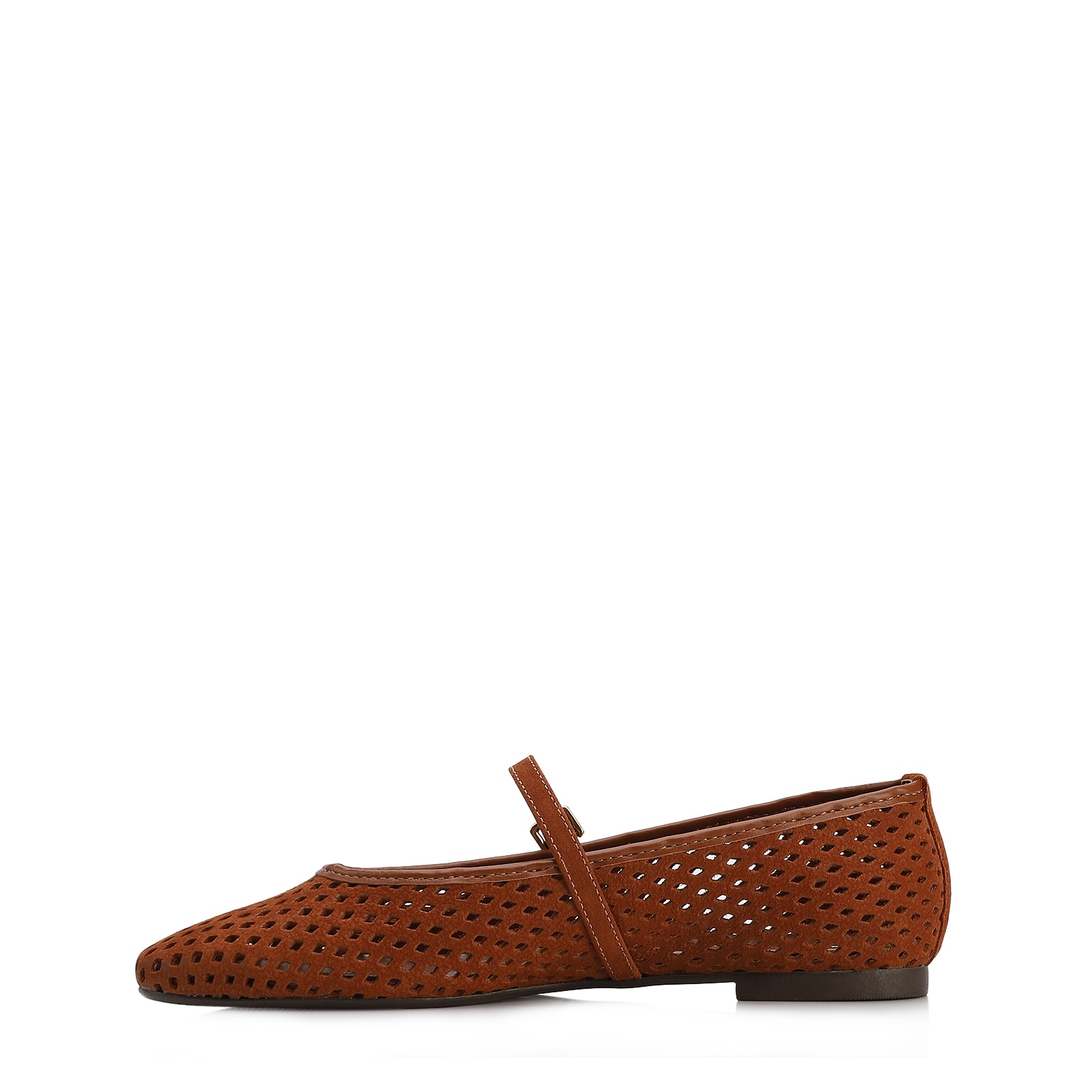 Sapatilha Marrom Claro Couro Nobuck Floater Perfuro Fivela