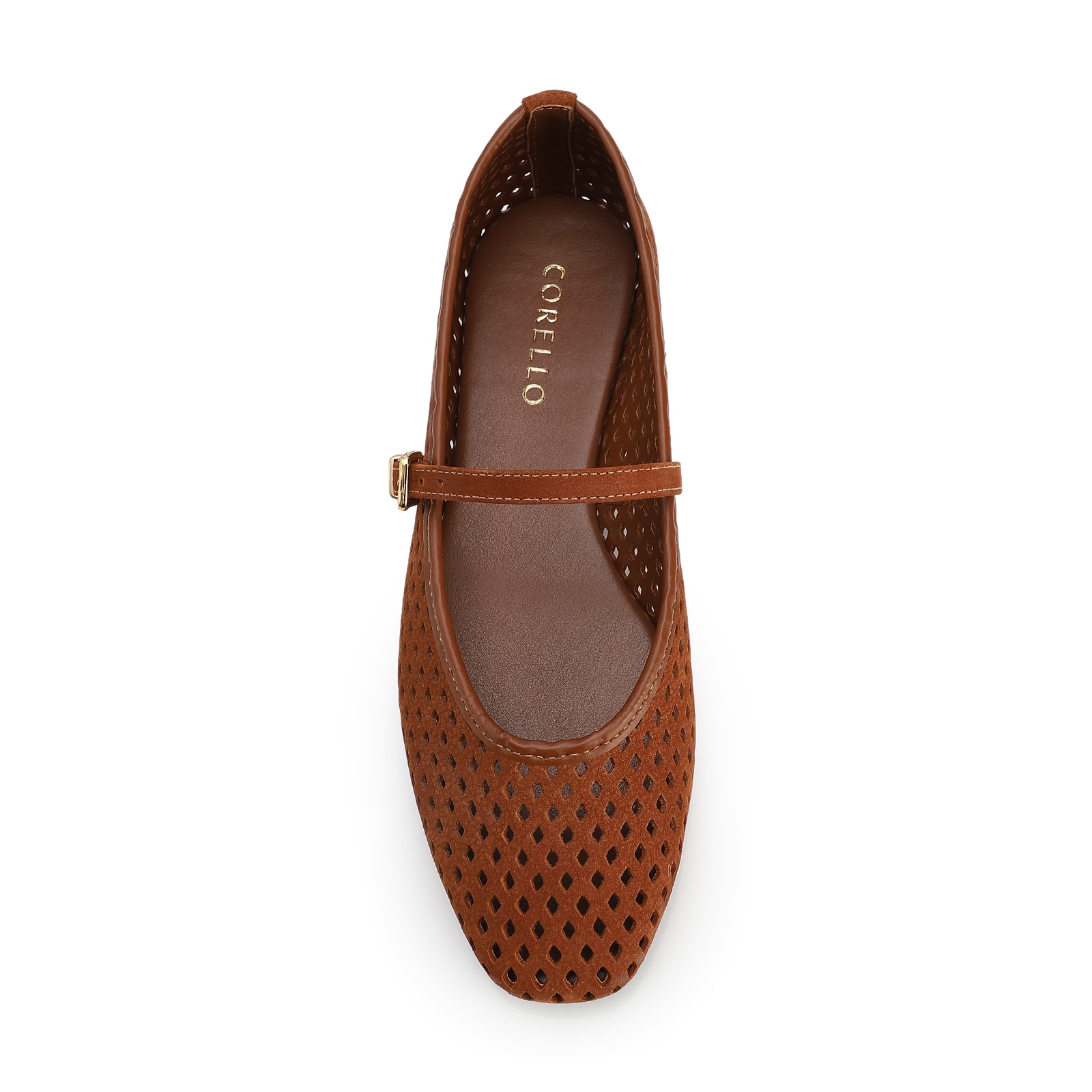 Sapatilha Marrom Claro Couro Nobuck Floater Perfuro Fivela