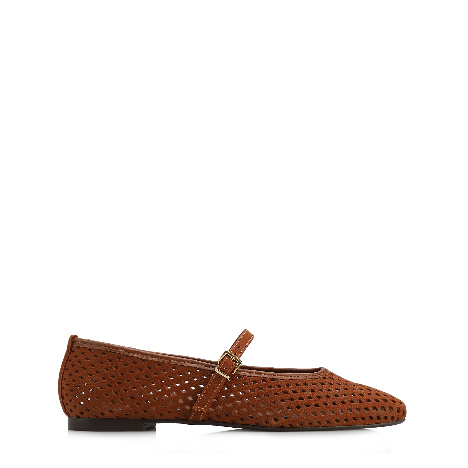 Sapatilha Marrom Claro Couro Nobuck Floater Perfuro Fivela