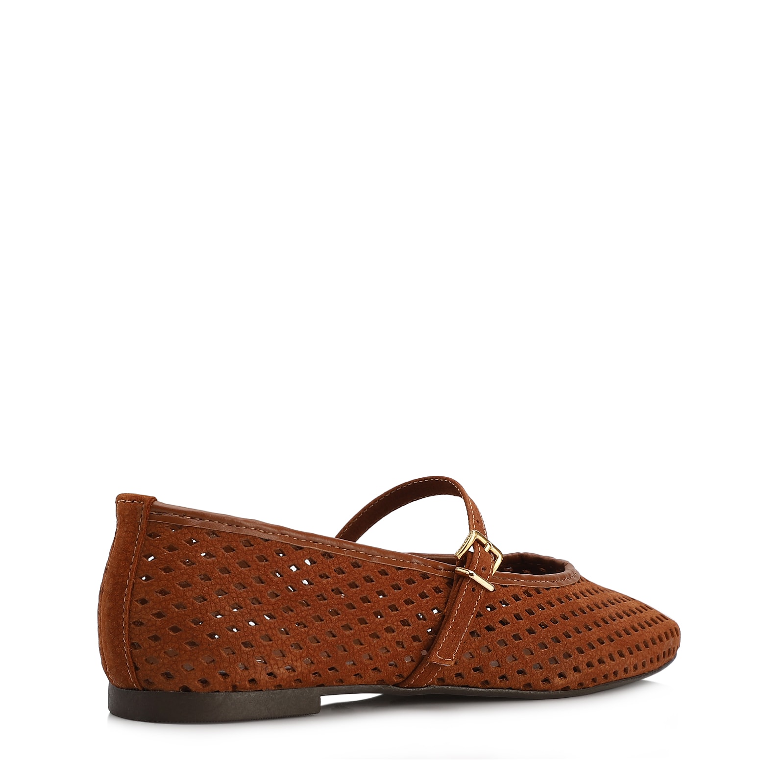 Sapatilha Marrom Claro Couro Nobuck Floater Perfuro Fivela
