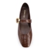 Sapatilha Marrom Couro Croco Fivela Dourada - imagem 5