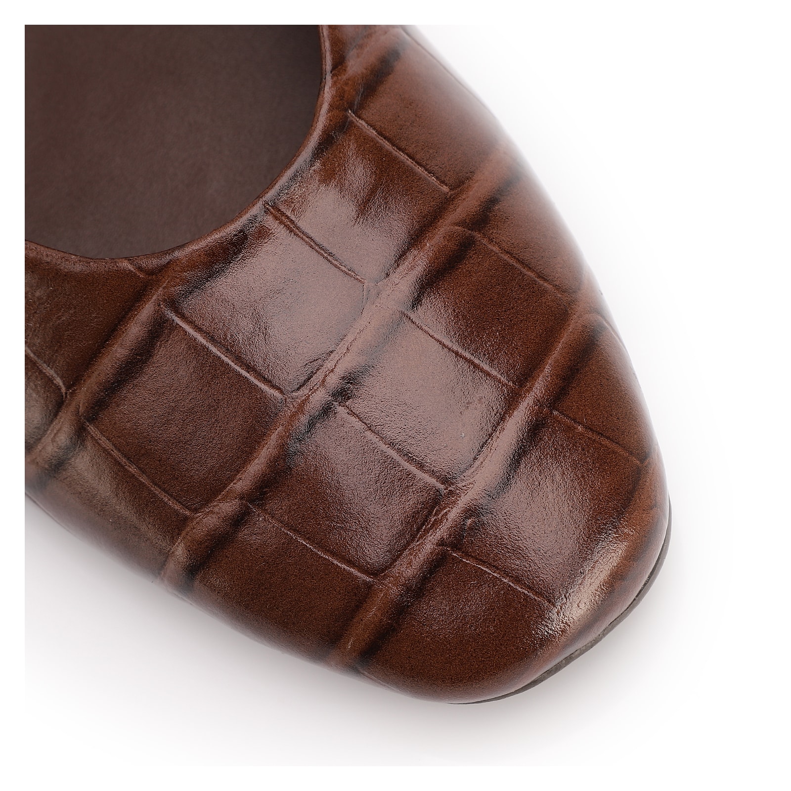 Sapatilha Marrom Couro Croco Fivela Dourada