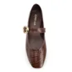Sapatilha Marrom Couro Croco Fivela Dourada - imagem 6
