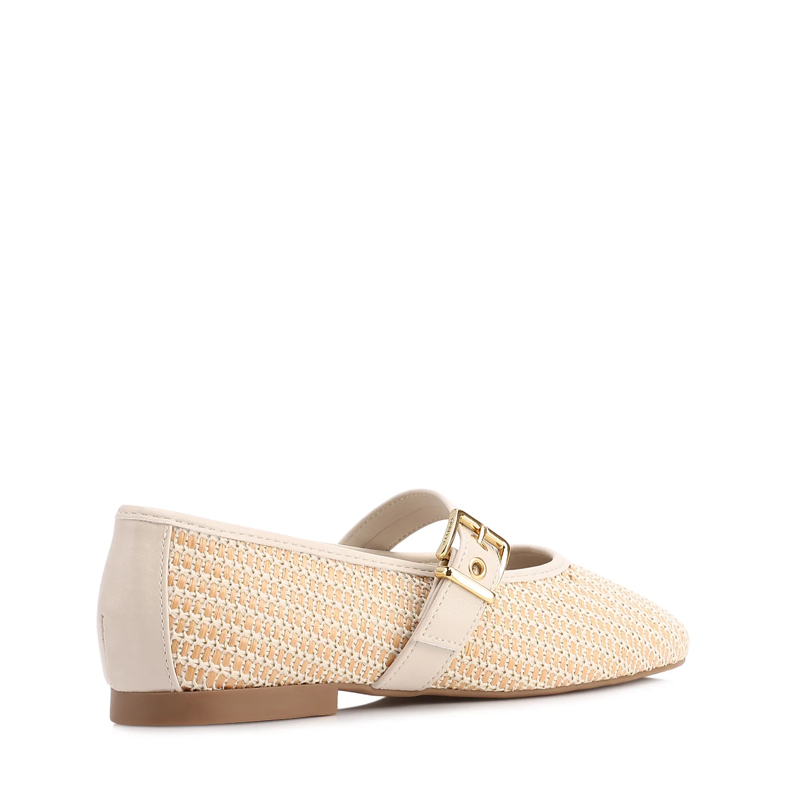 Sapatilha Off White Alt Ráfia Tramada Fivela Dourada