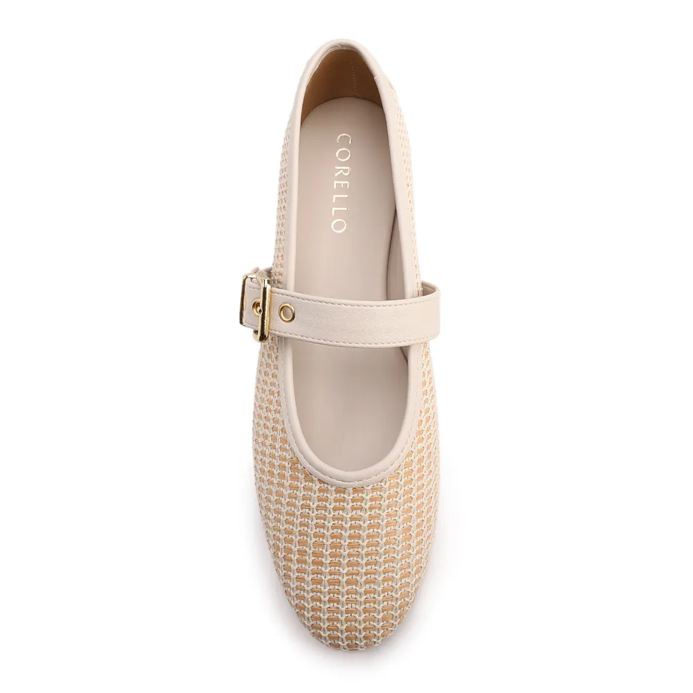 Sapatilha Off White Alt Ráfia Tramada Fivela Dourada - imagem 5