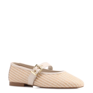 Off White Alt Ráfia Tramada Fivela Dourada