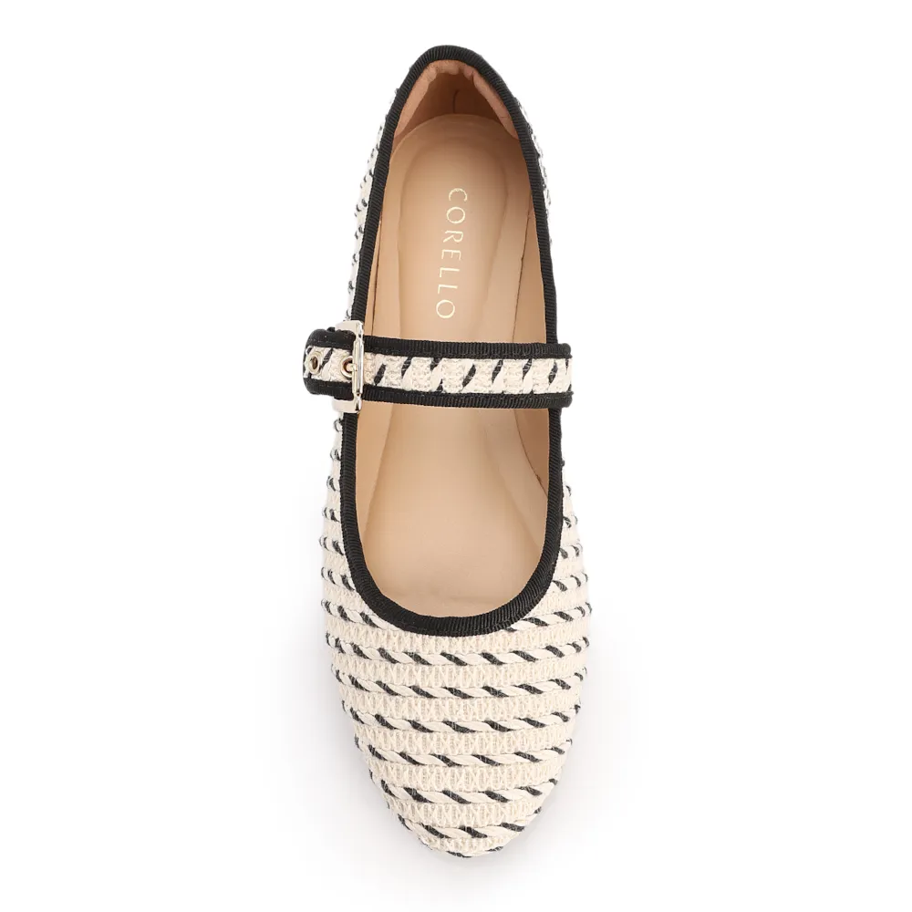 Sapatilha Off White Alt Rafia Tramado Fivela Bicolor - imagem 5