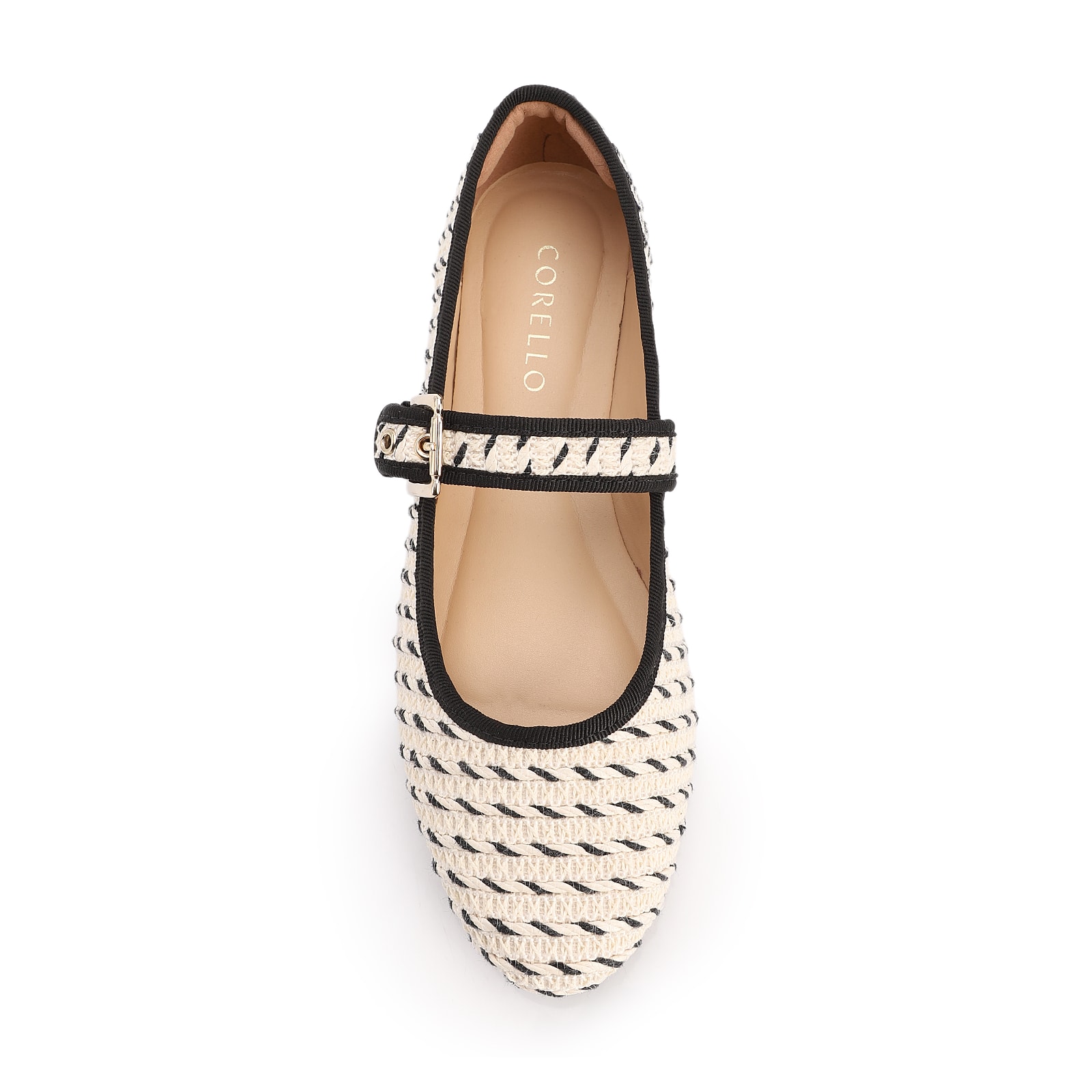 Sapatilha Off White Alt Rafia Tramado Fivela Bicolor