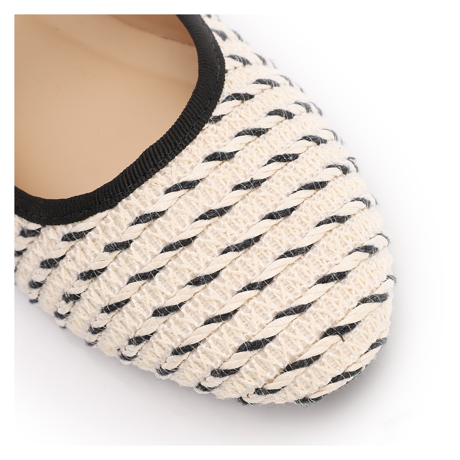Sapatilha Off White Alt Rafia Tramado Fivela Bicolor