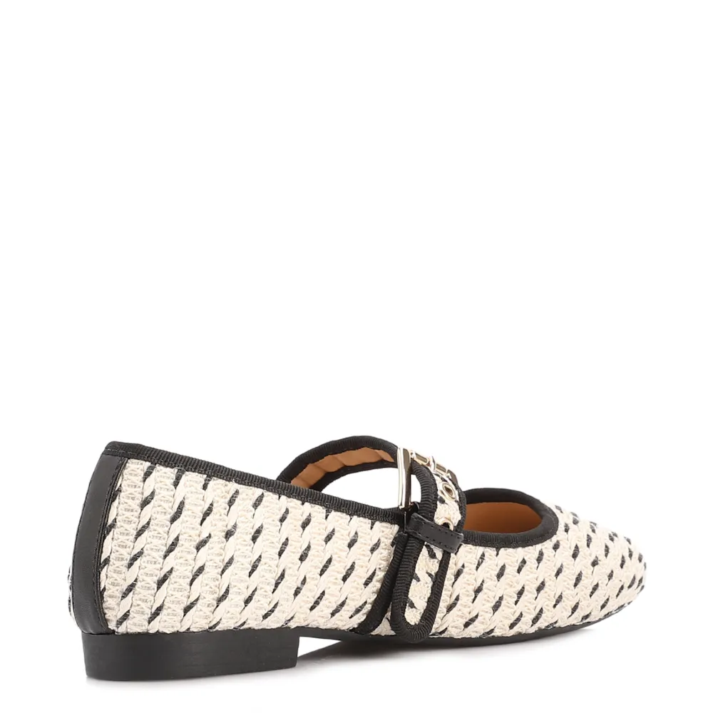 Sapatilha Off White Alt Rafia Tramado Fivela Bicolor - imagem 3