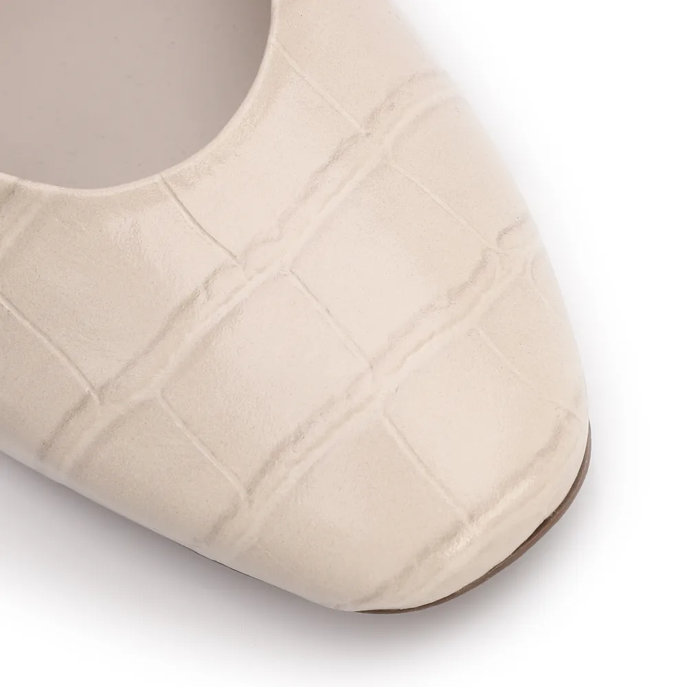 Sapatilha Off White Couro Croco Fivela Dourada - imagem 6