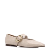 Sapatilha Off White Couro Croco Fivela Dourada