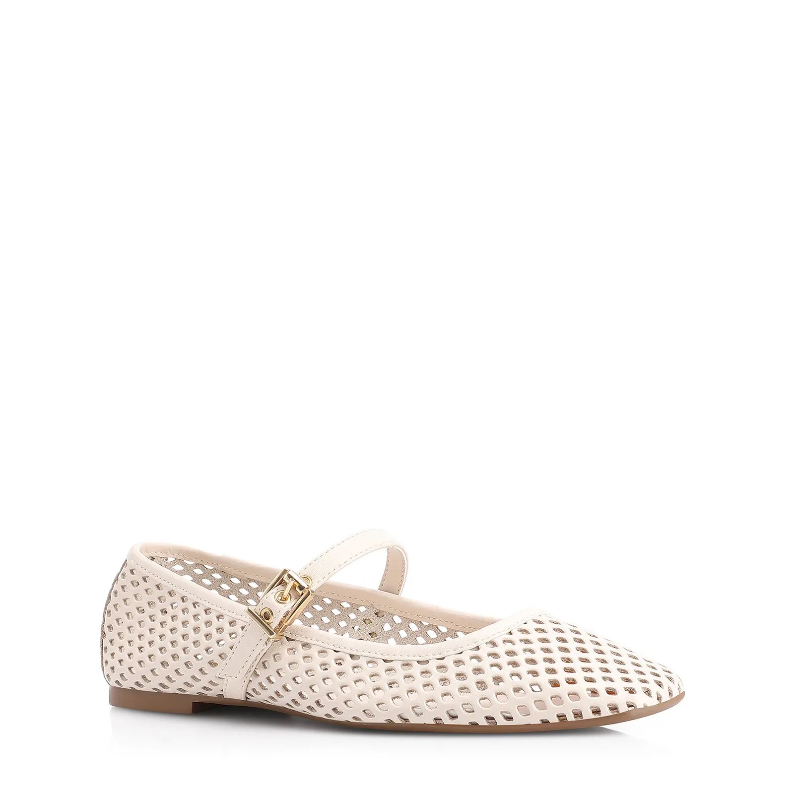 Sapatilha Off White Couro Tira Perfuro
