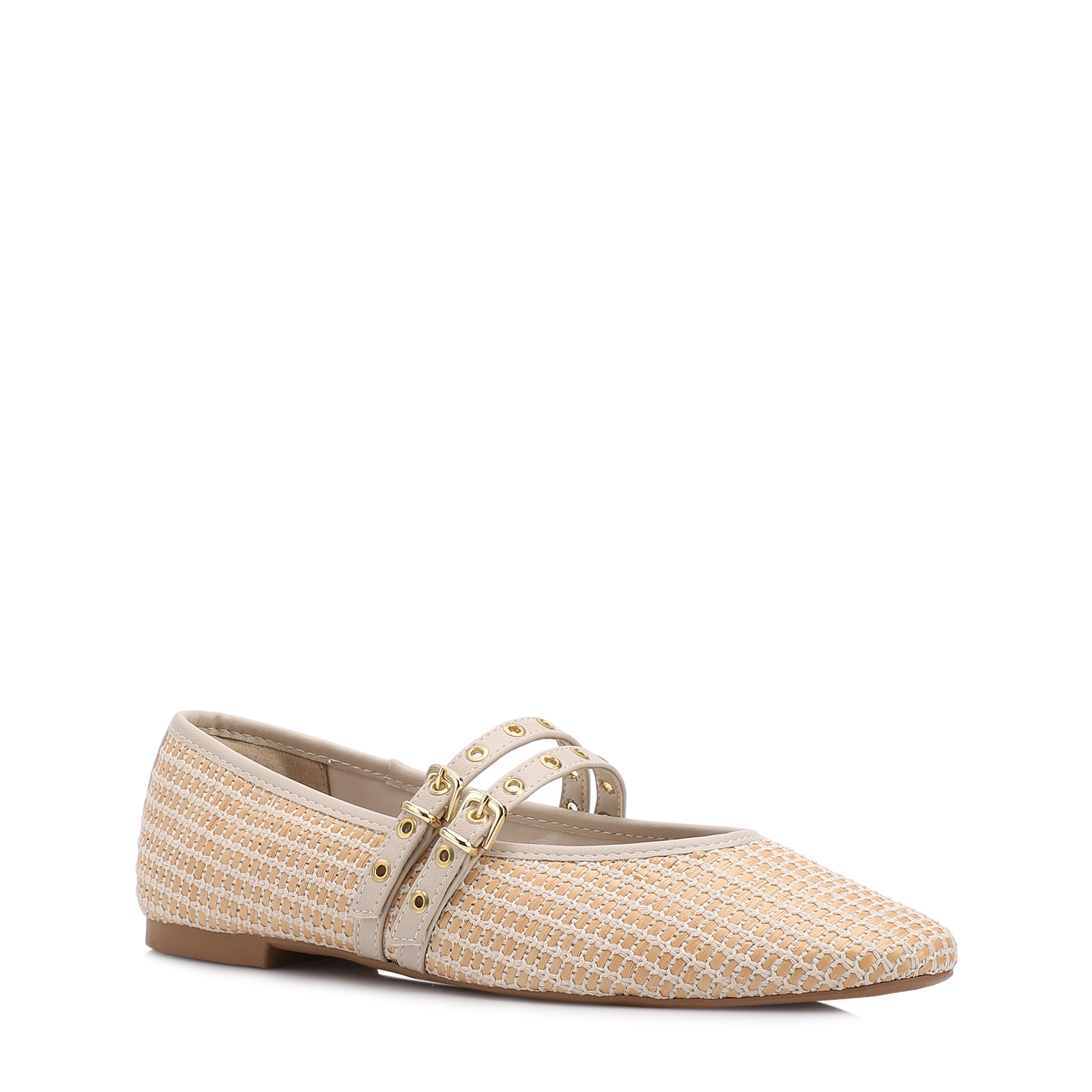 Sapatilha Off White Ráfia/Alt Dupla Tira Fivela