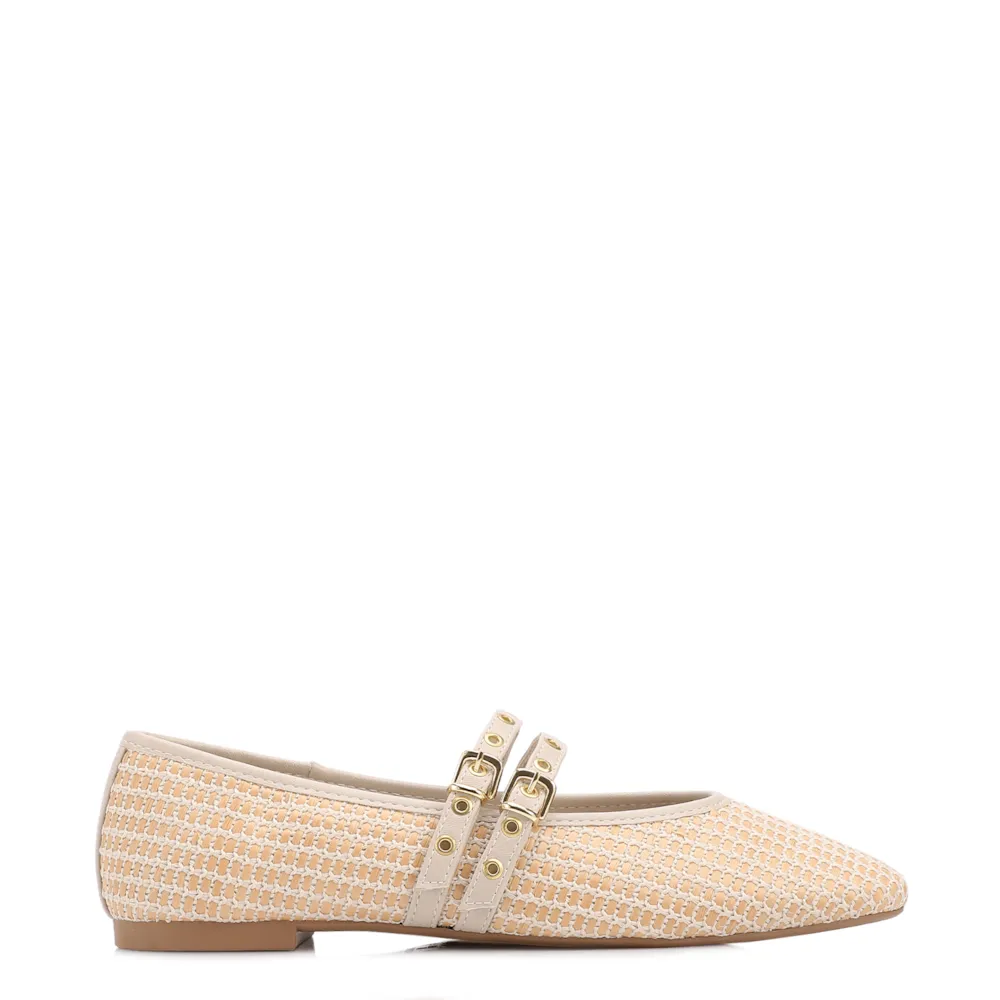 Sapatilha Off White Ráfia/Alt Dupla Tira Fivela - imagem 2