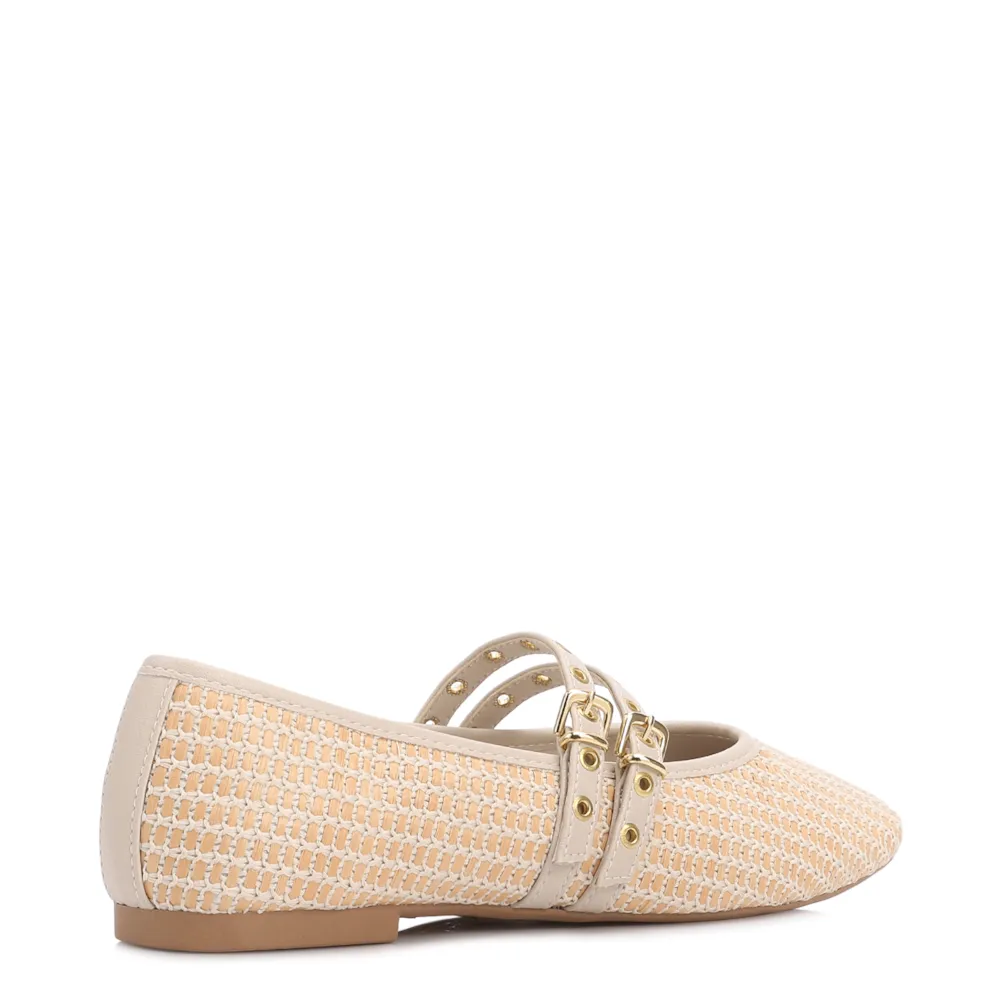 Sapatilha Off White Ráfia/Alt Dupla Tira Fivela - imagem 4