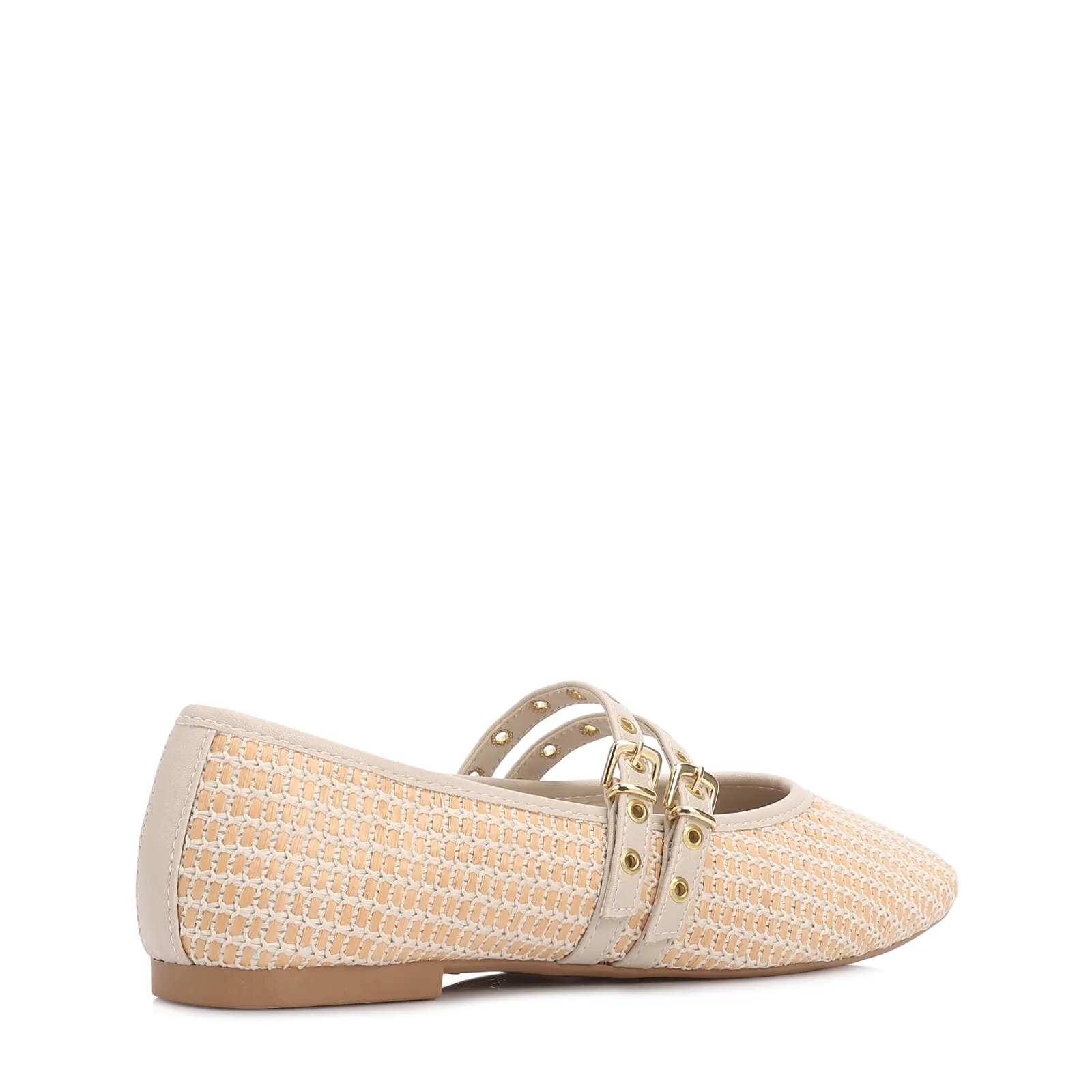 Sapatilha Off White Ráfia/Alt Dupla Tira Fivela