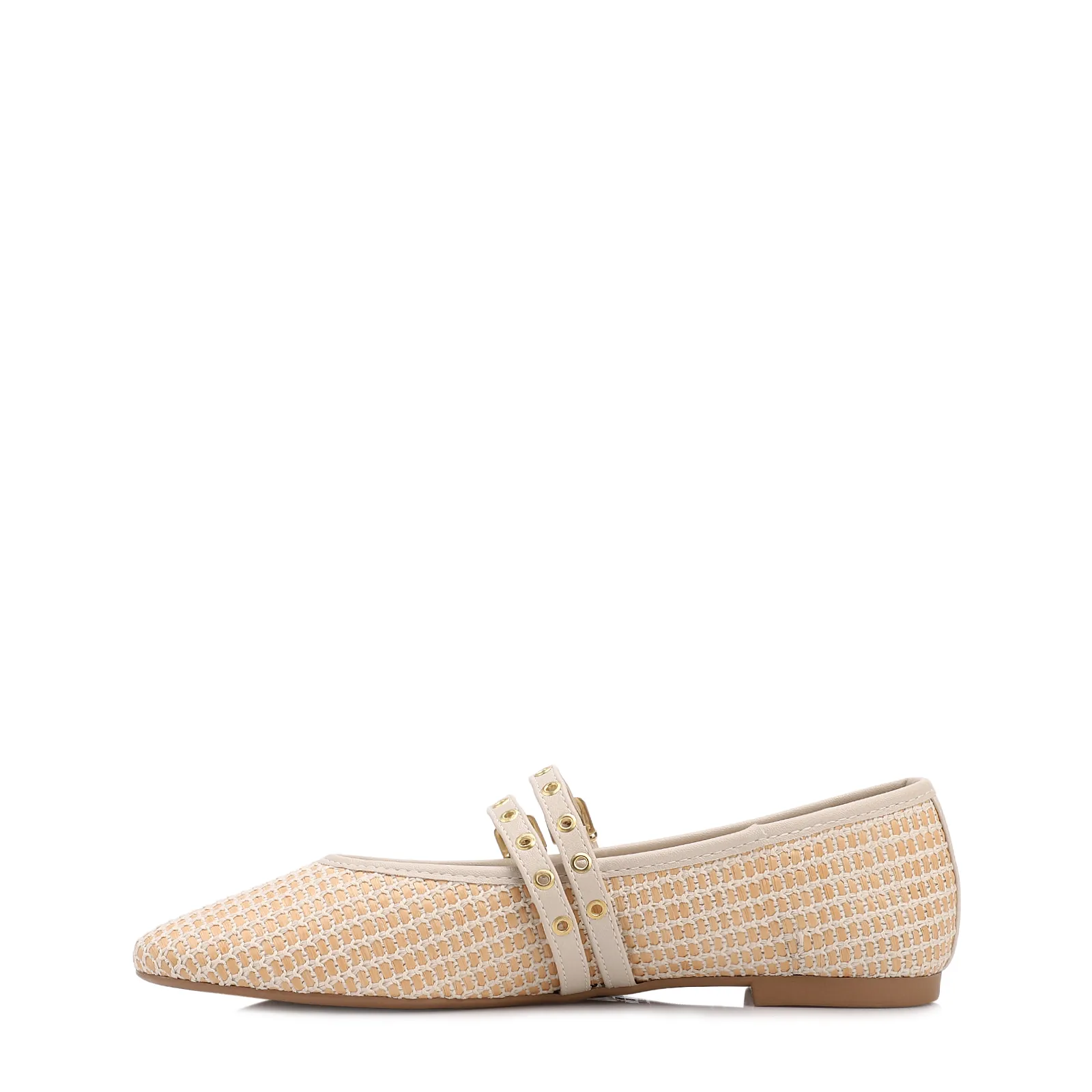 Sapatilha Off White Ráfia/Alt Dupla Tira Fivela