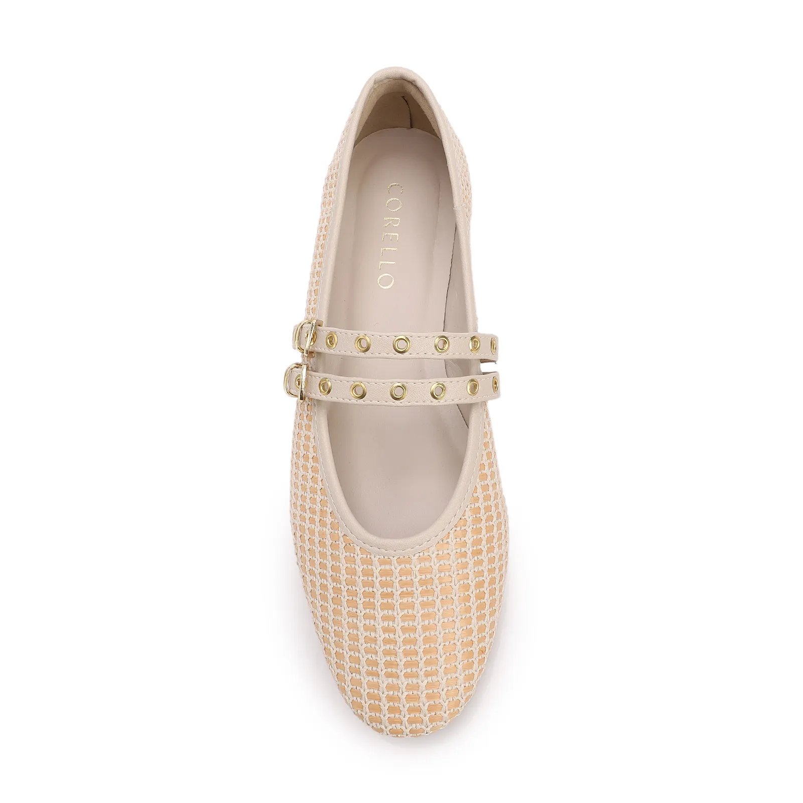 Sapatilha Off White Ráfia/Alt Dupla Tira Fivela