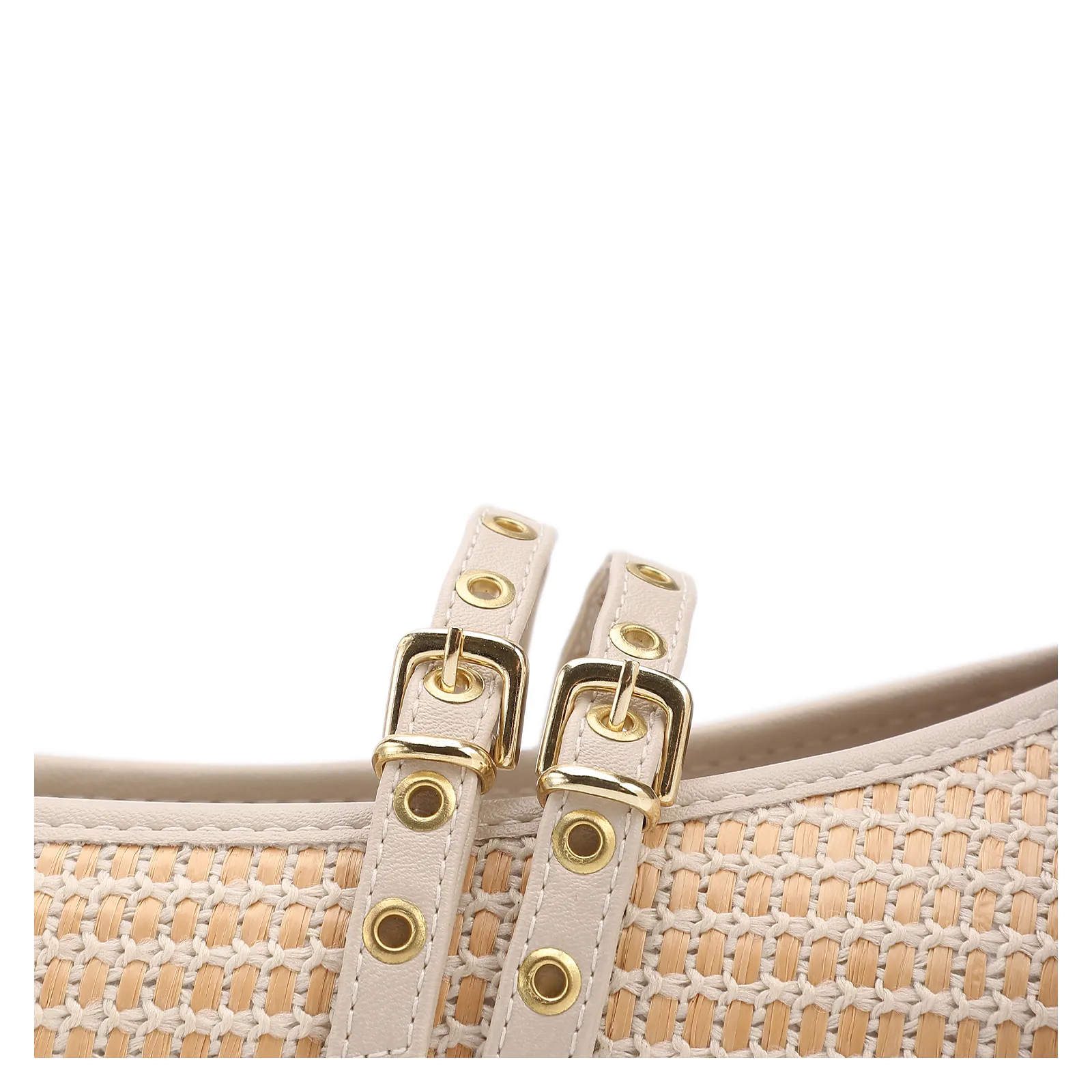 Sapatilha Off White Ráfia/Alt Dupla Tira Fivela