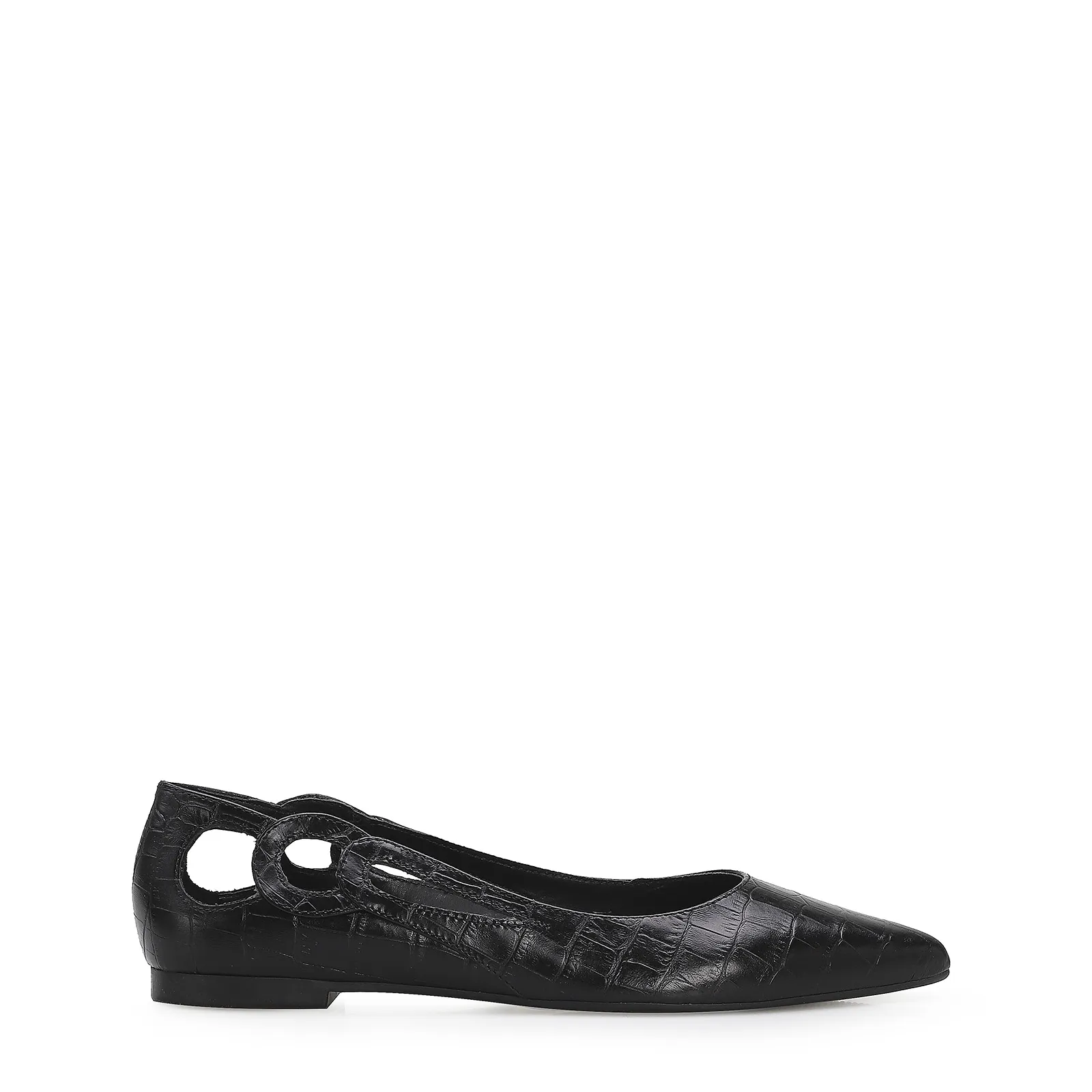 Sapatilha Recortes Croco Preto