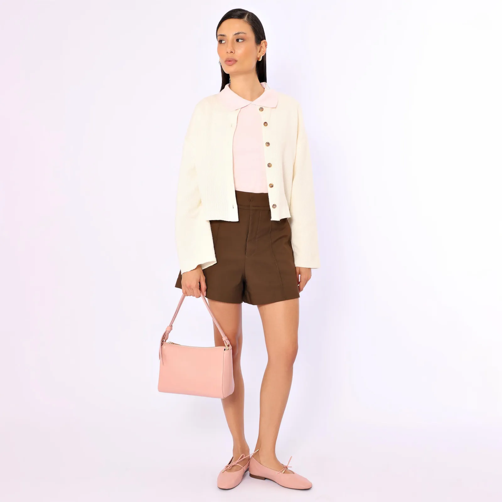 Sapatilha Rosa Couro Elástico