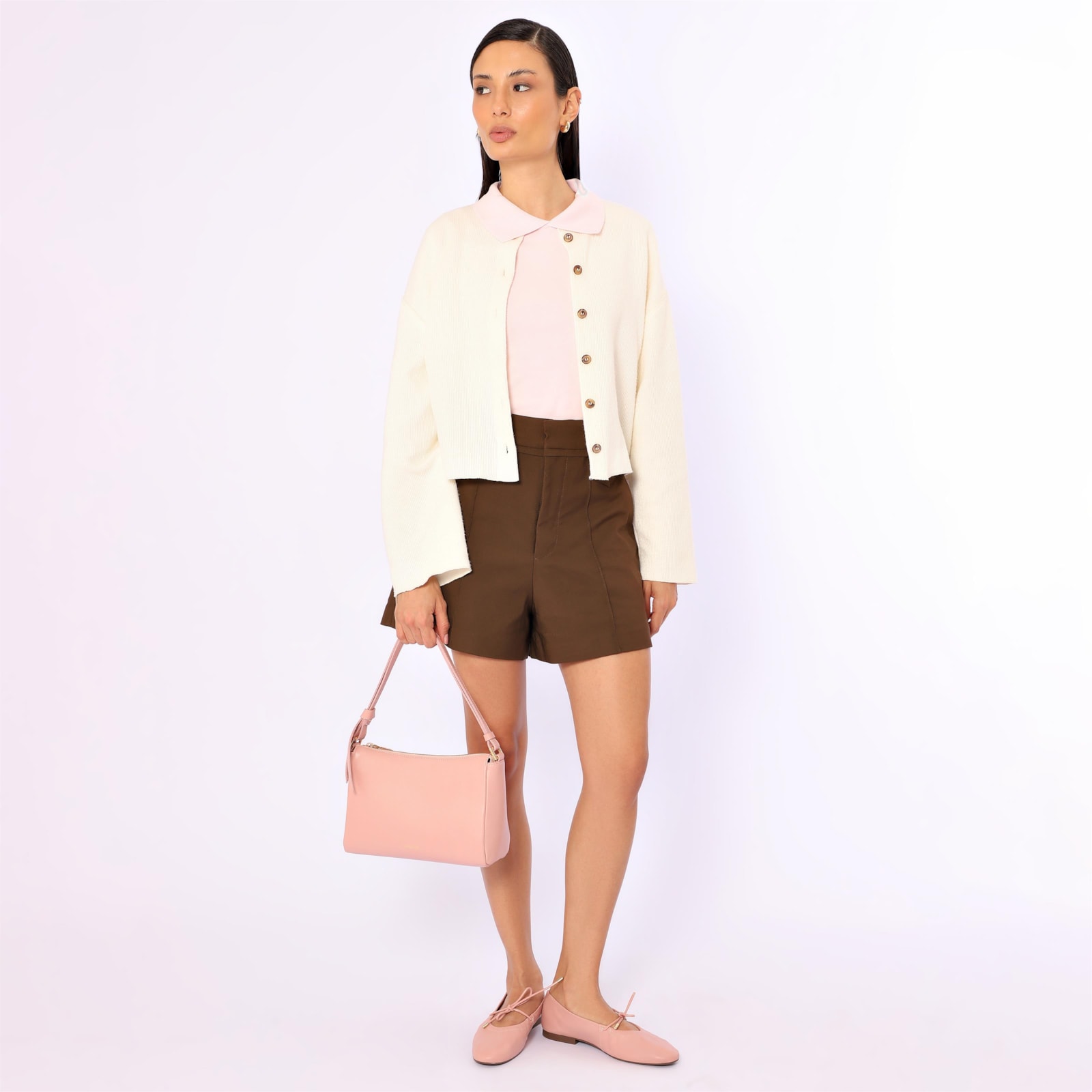 Sapatilha Rosa Couro Elástico