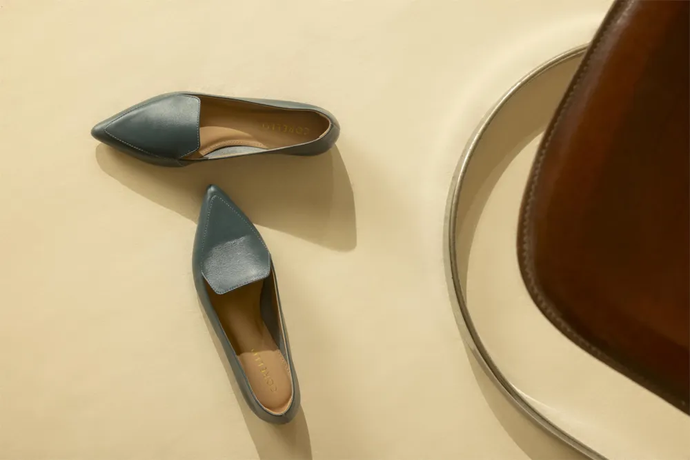 Sapatilha Slipper Couro Azul - imagem 7