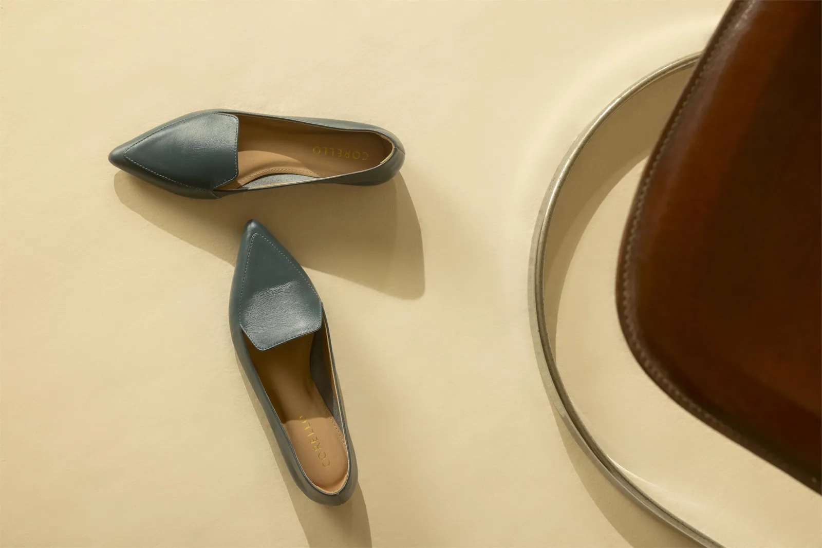 Sapatilha Slipper Couro Azul