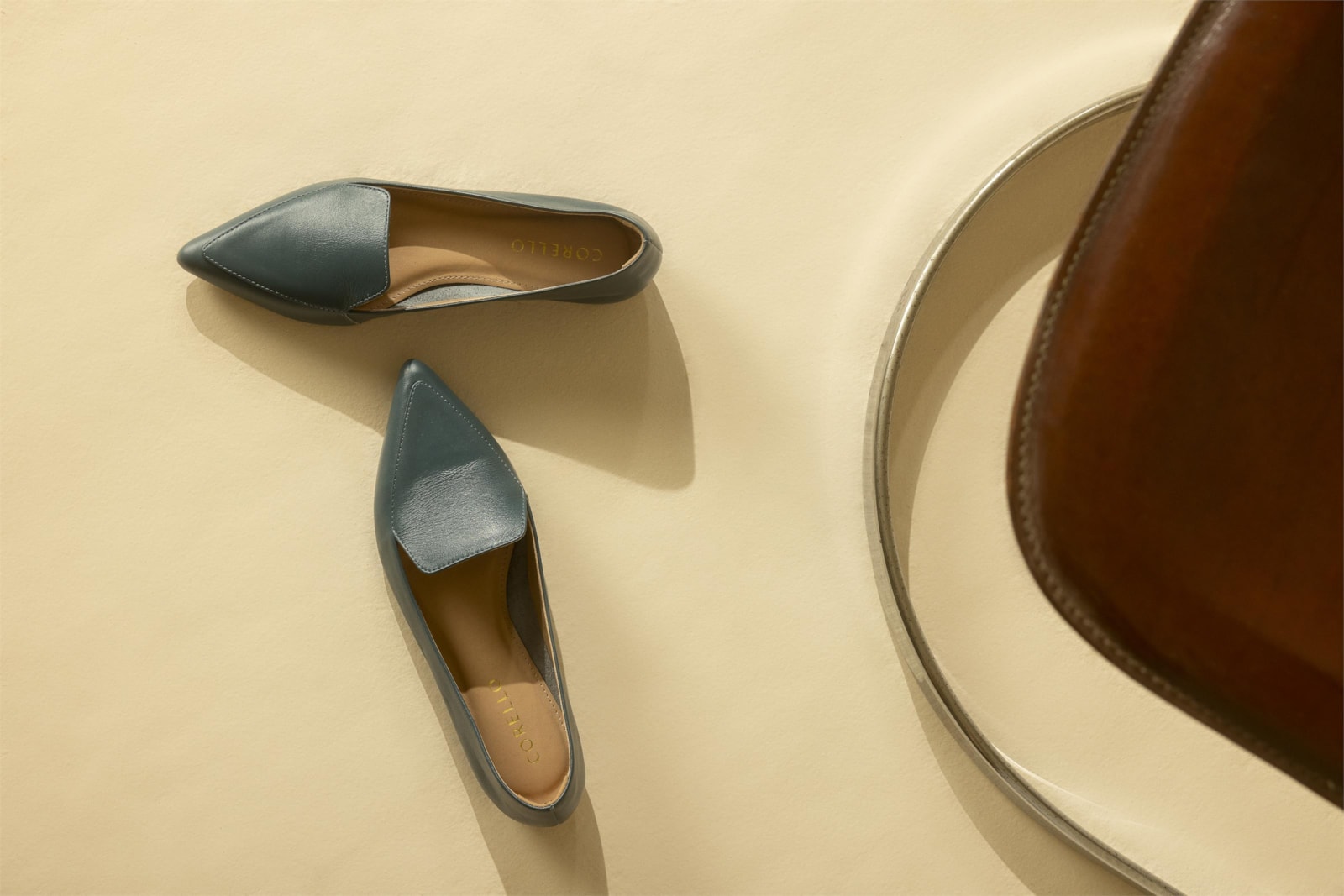 Sapatilha Slipper Couro Azul