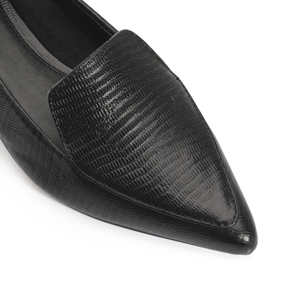 Sapatilha Slipper Couro New Lezard Preto - imagem 6