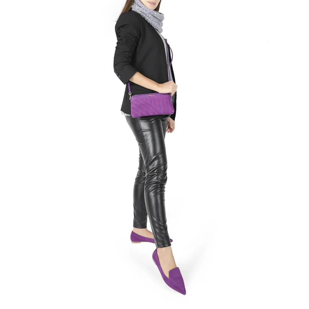 Sapatilha Slipper Couro Nobuck Roxo - imagem 2