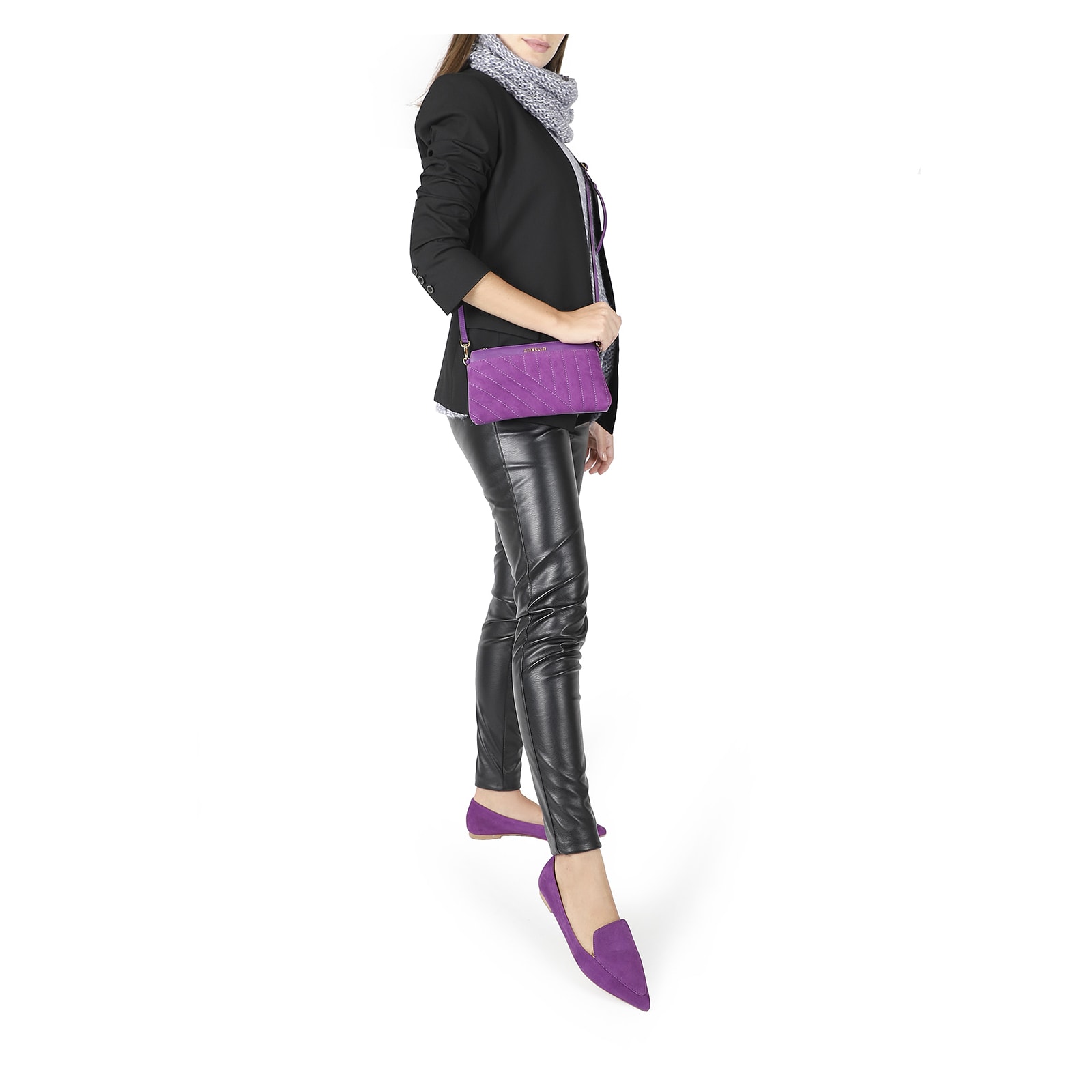 Sapatilha Slipper Couro Nobuck Roxo