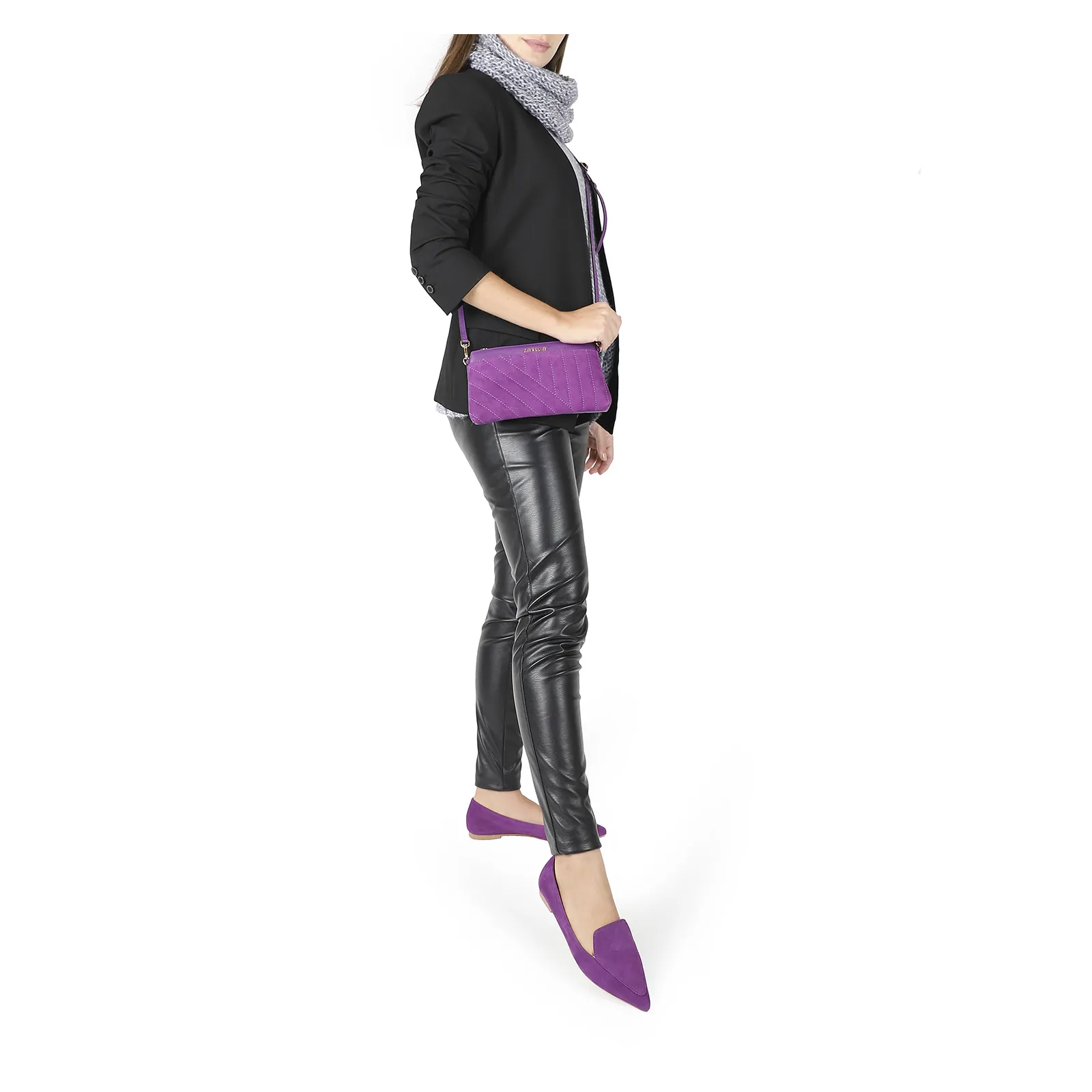 Sapatilha Slipper Couro Nobuck Roxo