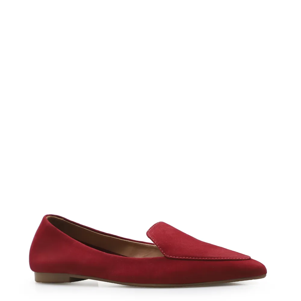 Sapatilha Slipper Couro Nobuck Vermelho