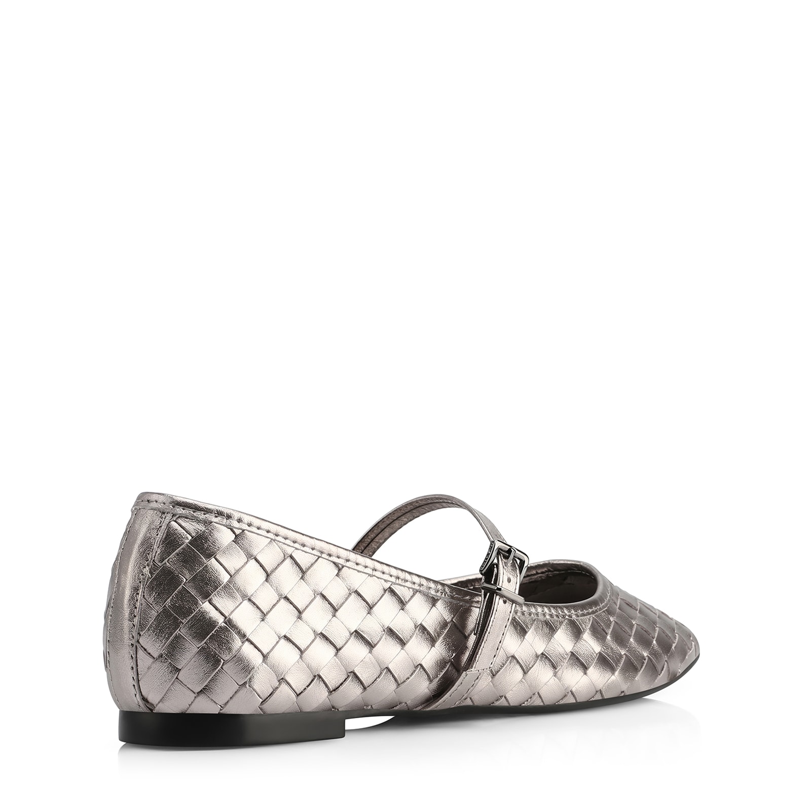 Sapatilha Tressê Prata Couro Tressê Fivela