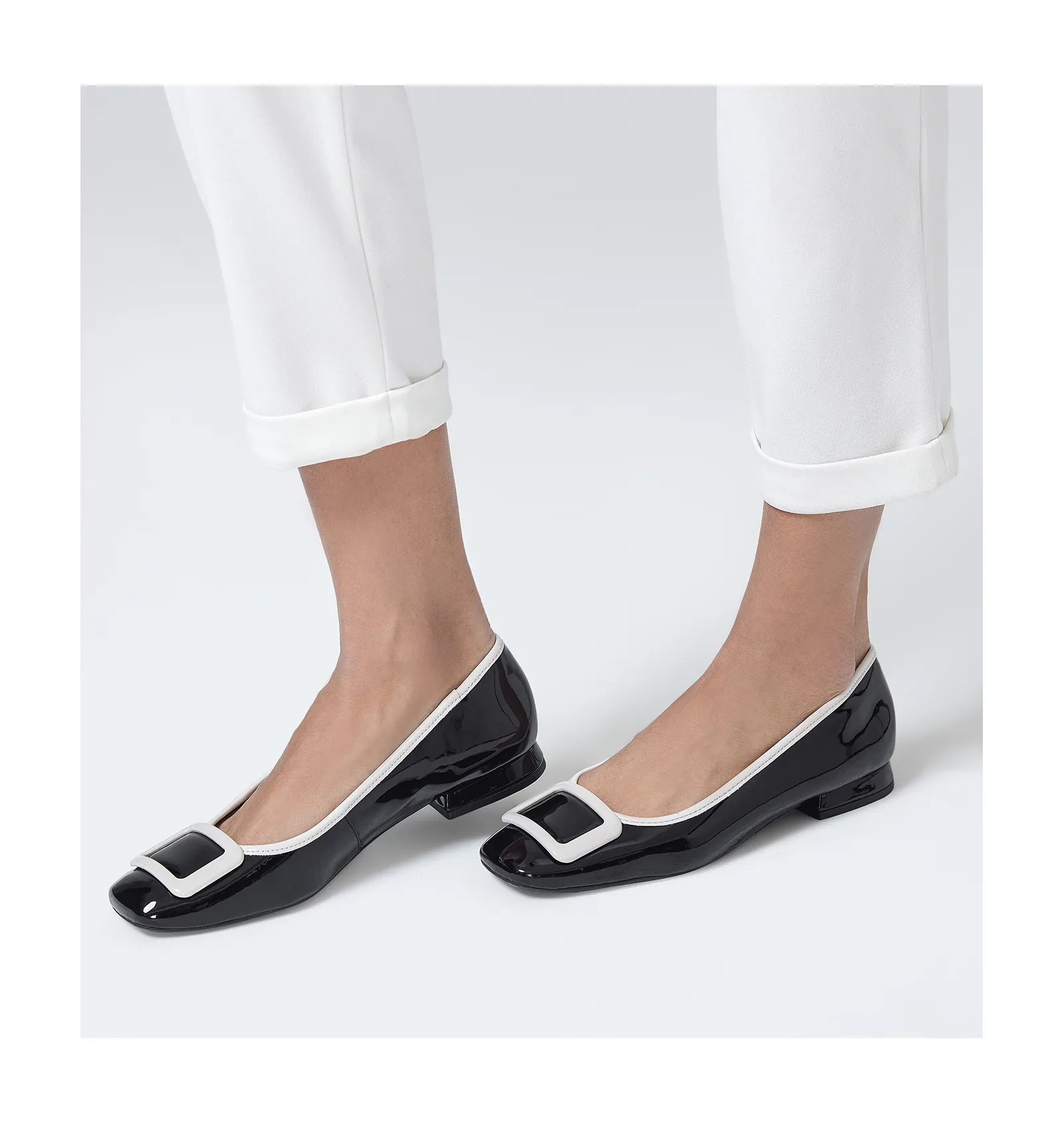 Sapatilha Verniz Preto/Branco