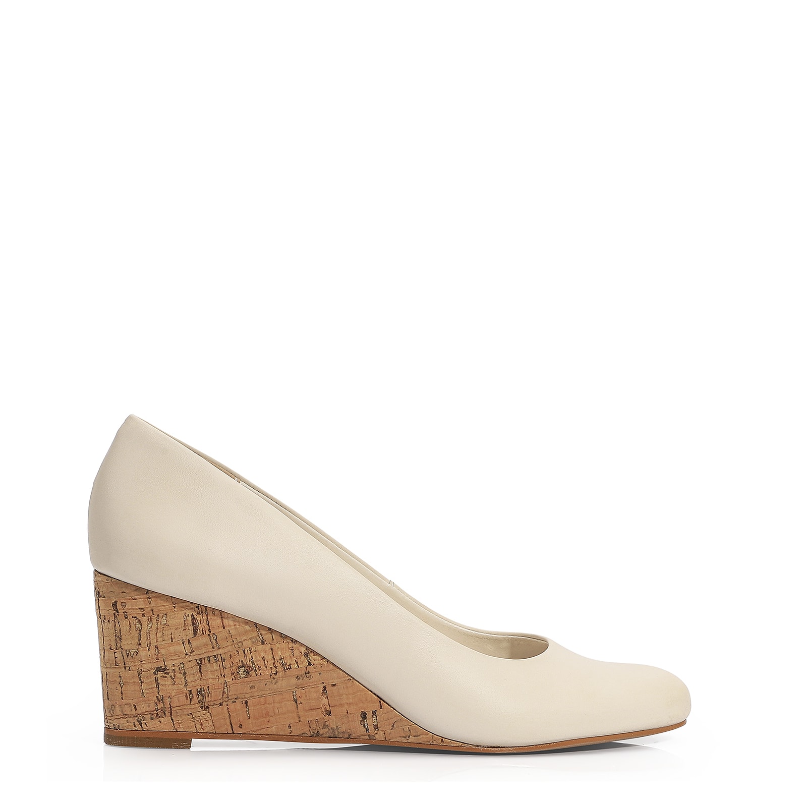 Sapato Anabela Couro Off White